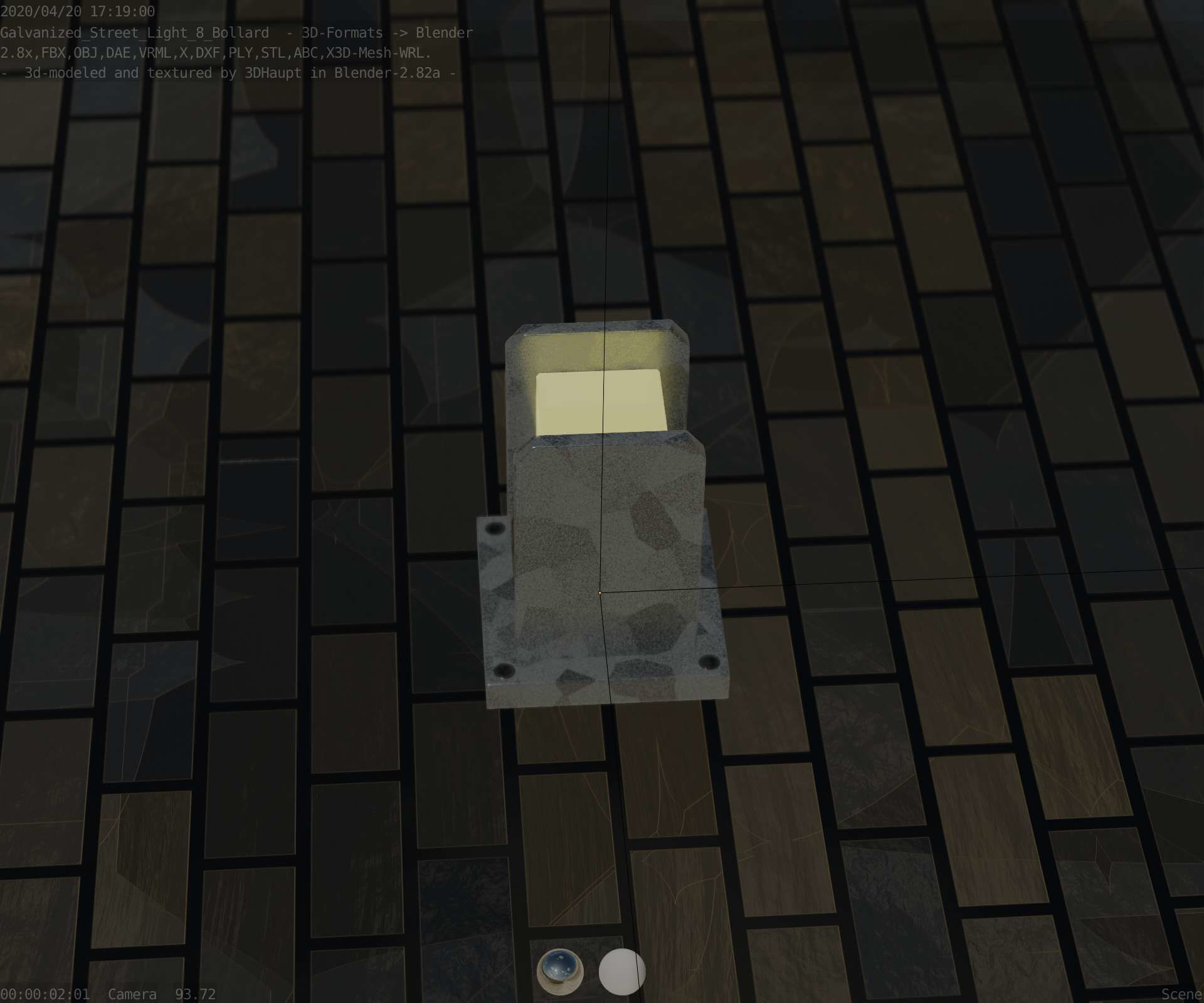 Street Light 8 Bollard 200mm Galvanized Version 1 Low-poly 3D model_49