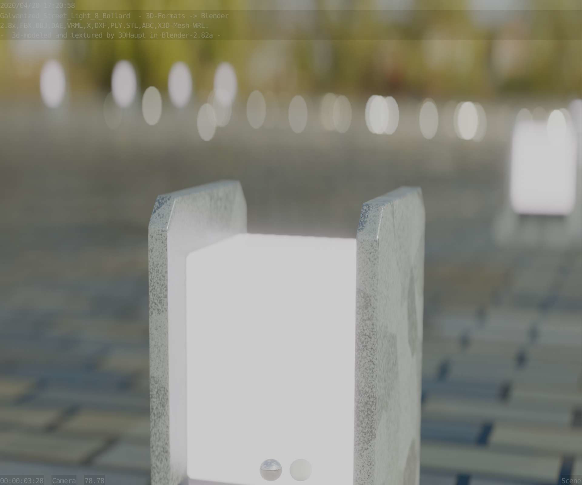 Street Light 8 Bollard 200mm Galvanized Version 1 Low-poly 3D model_92