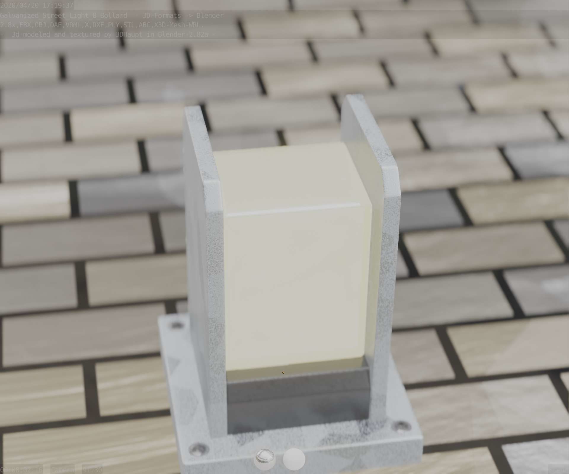 Street Light 8 Bollard 200mm Galvanized Version 1 Low-poly 3D model_64