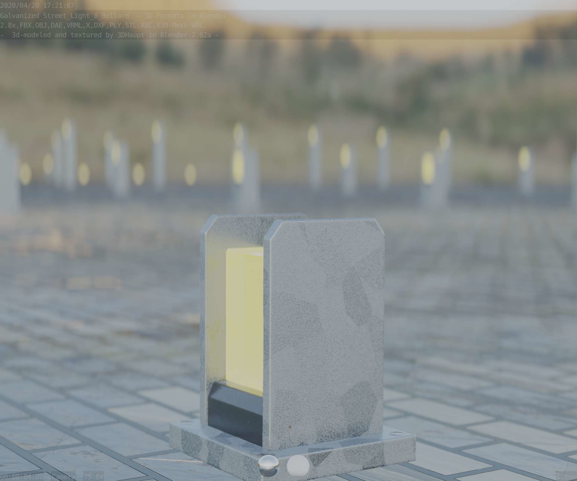 Street Light 8 Bollard 200mm Galvanized Version 1 Low-poly 3D model_96