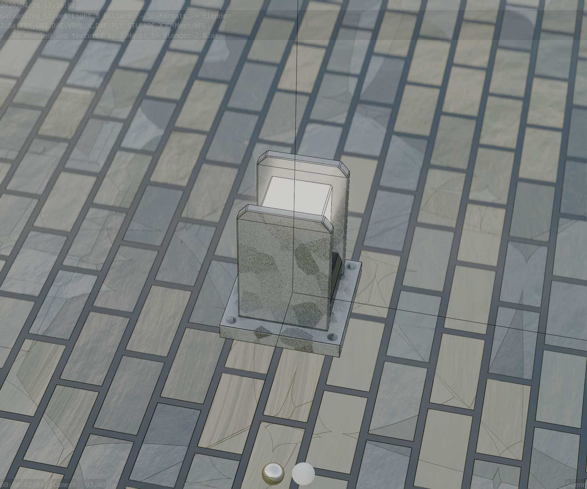 Street Light 8 Bollard 200mm Galvanized Version 1 Low-poly 3D model_52