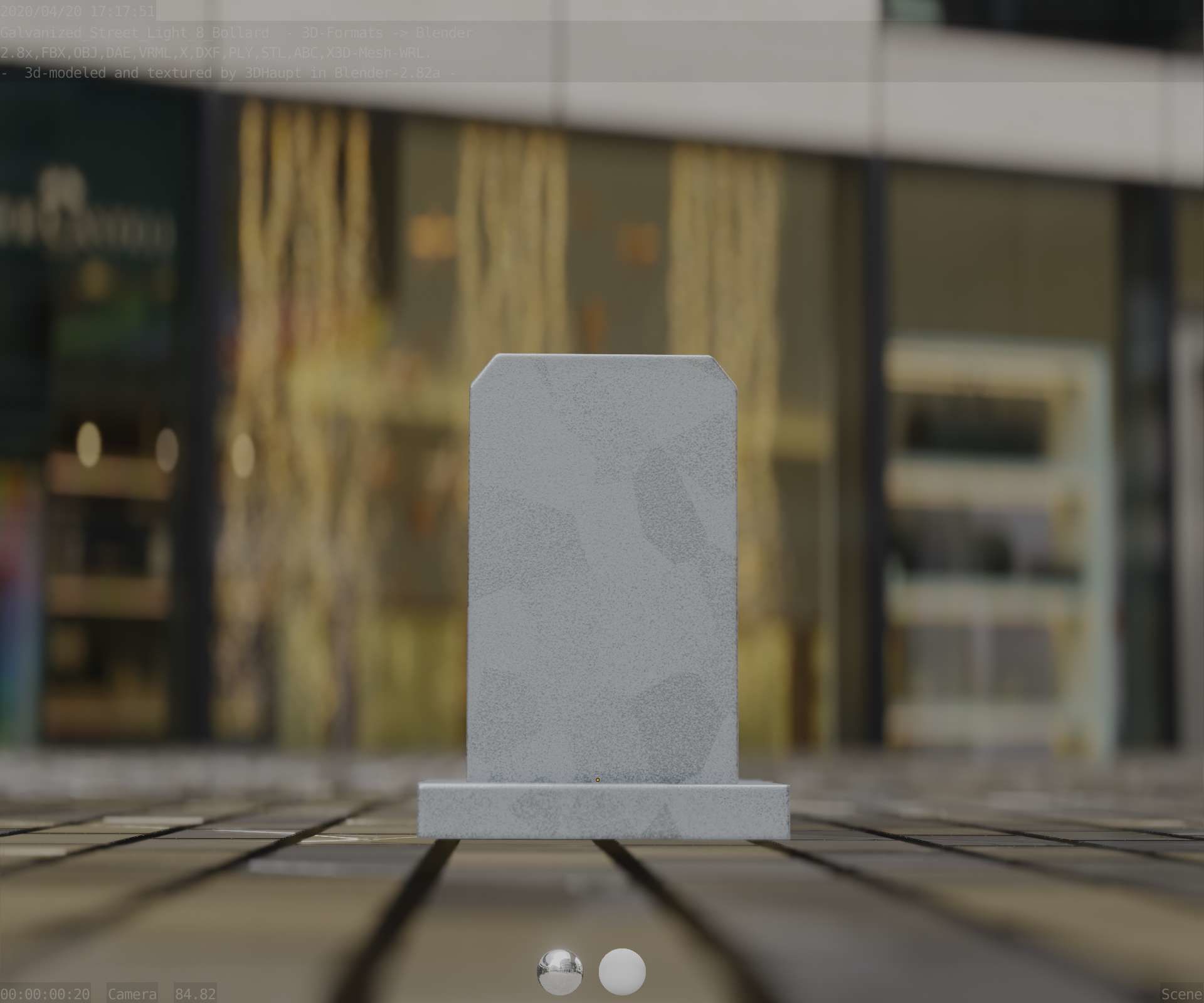 Street Light 8 Bollard 200mm Galvanized Version 1 Low-poly 3D model_32