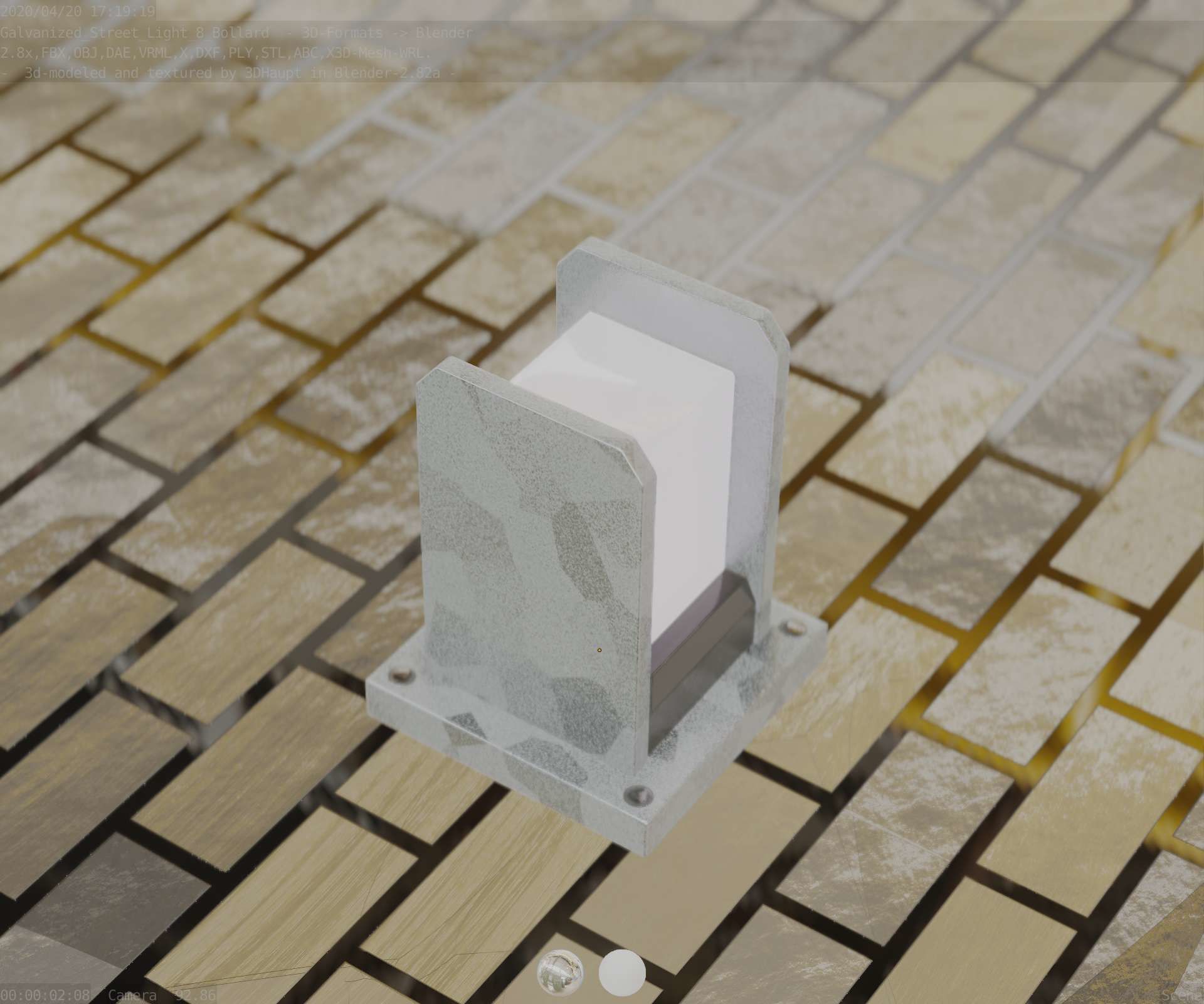 Street Light 8 Bollard 200mm Galvanized Version 1 Low-poly 3D model_56