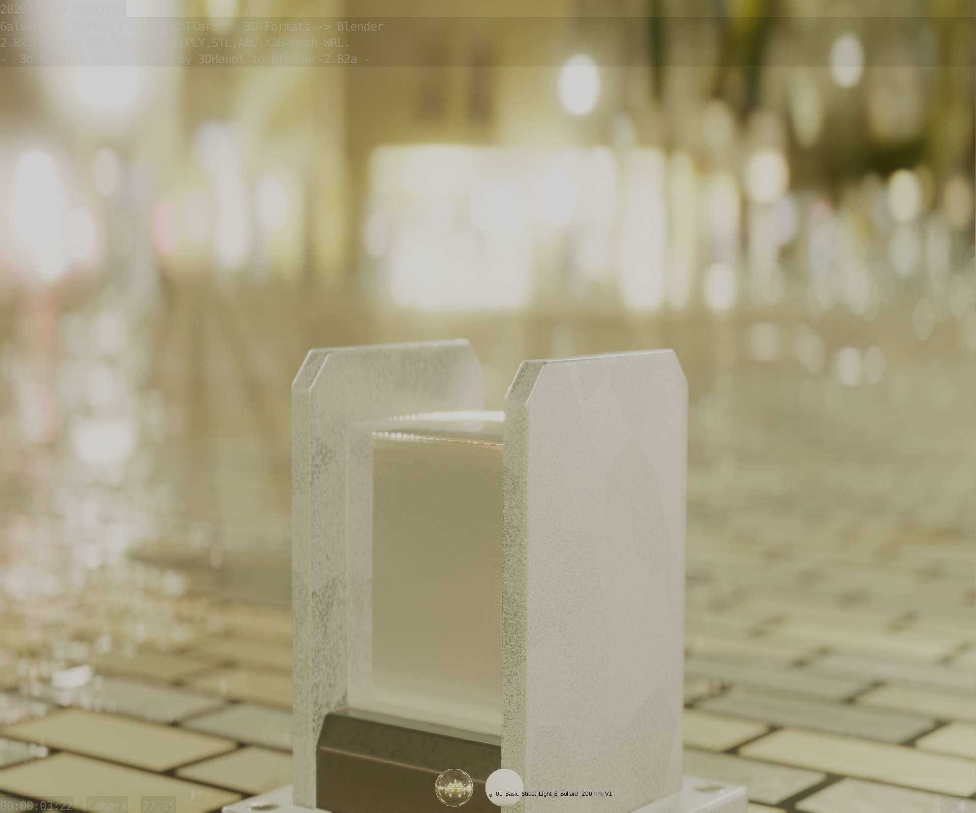 Street Light 8 Bollard 200mm Galvanized Version 1 Low-poly 3D model_94