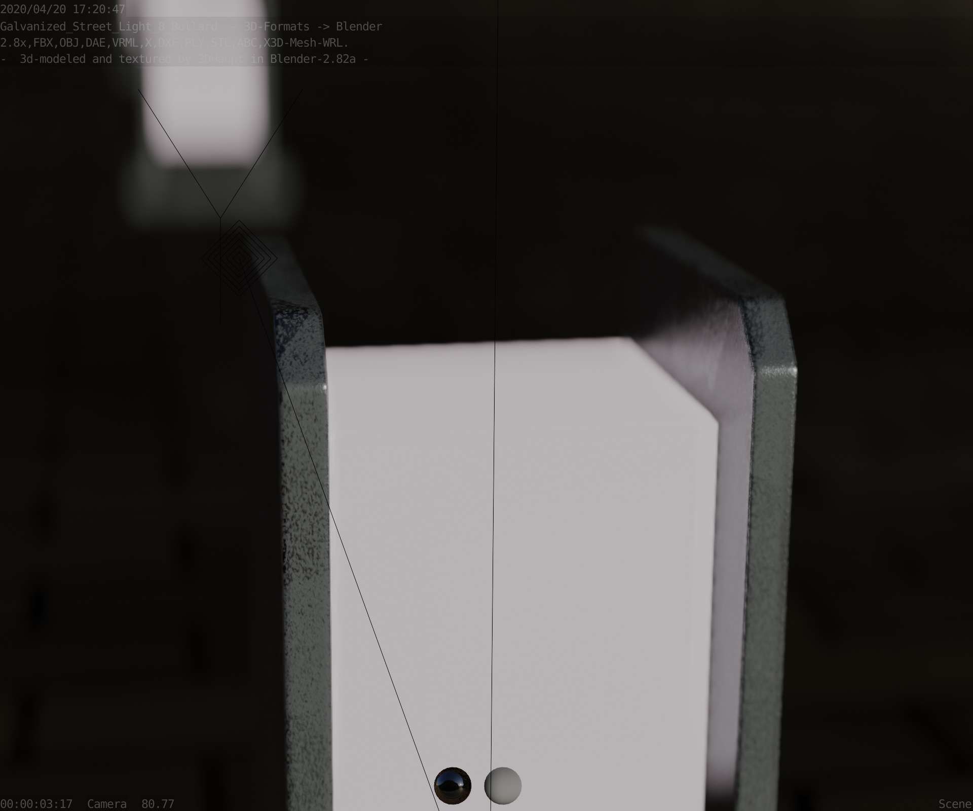 Street Light 8 Bollard 200mm Galvanized Version 1 Low-poly 3D model_89