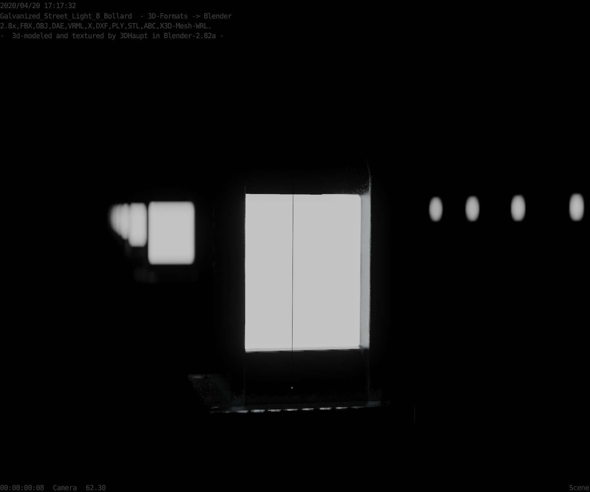 Street Light 8 Bollard 200mm Galvanized Version 1 Low-poly 3D model_20