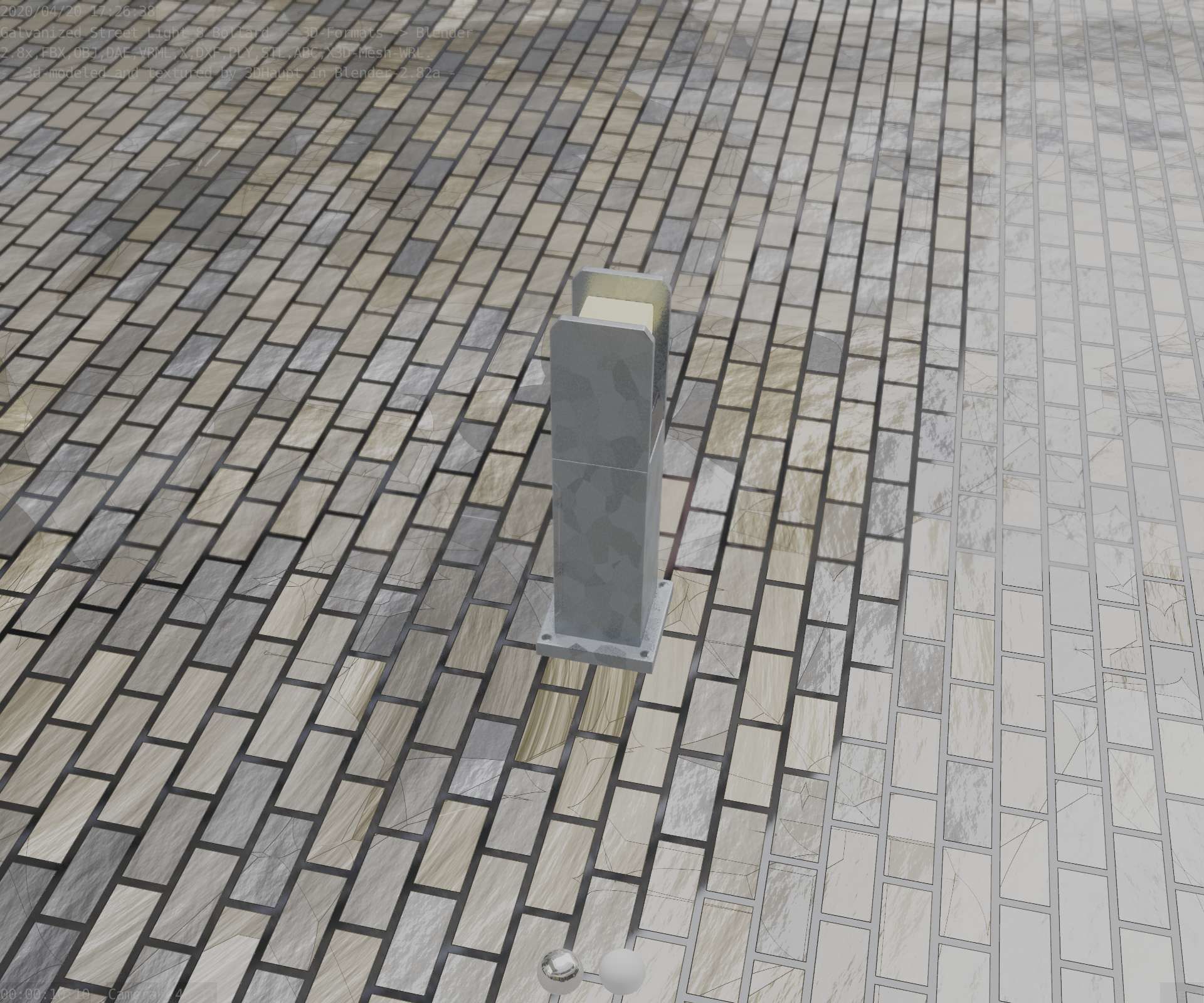 Street Light 8 Bollard 500mm Galvanized Version 1 Low-poly 3D model_56