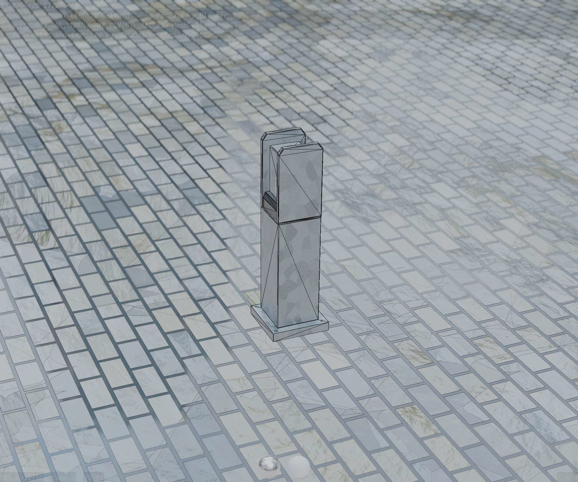 Street Light 8 Bollard 500mm Galvanized Version 1 Low-poly 3D model_80