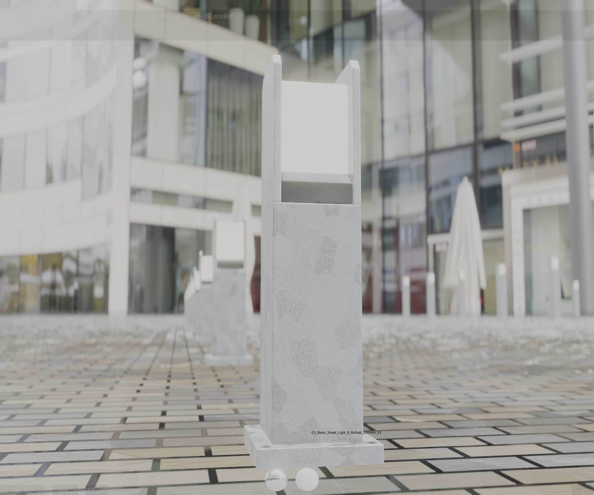 Street Light 8 Bollard 500mm Galvanized Version 1 Low-poly 3D model_17