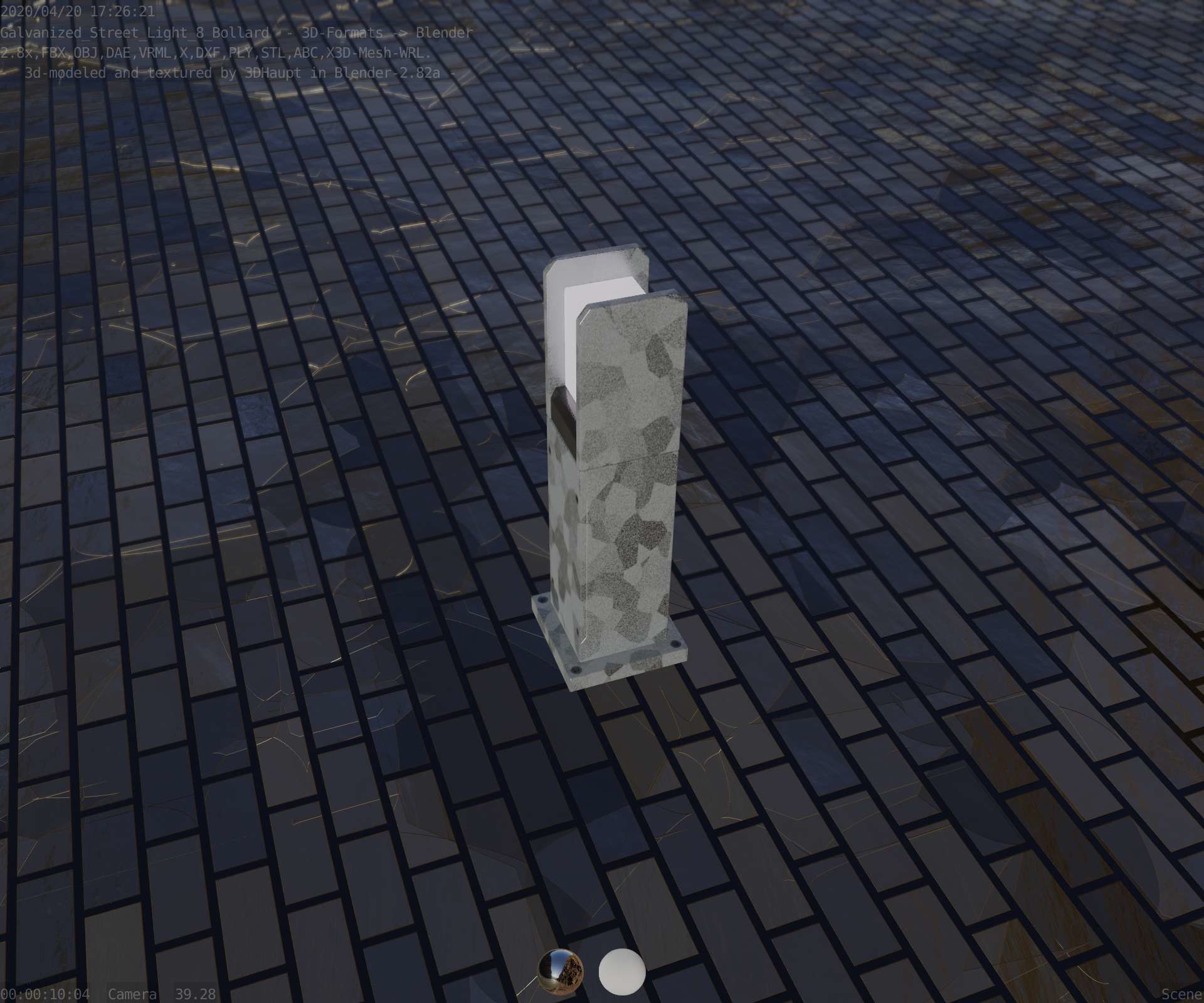 Street Light 8 Bollard 500mm Galvanized Version 1 Low-poly 3D model_50
