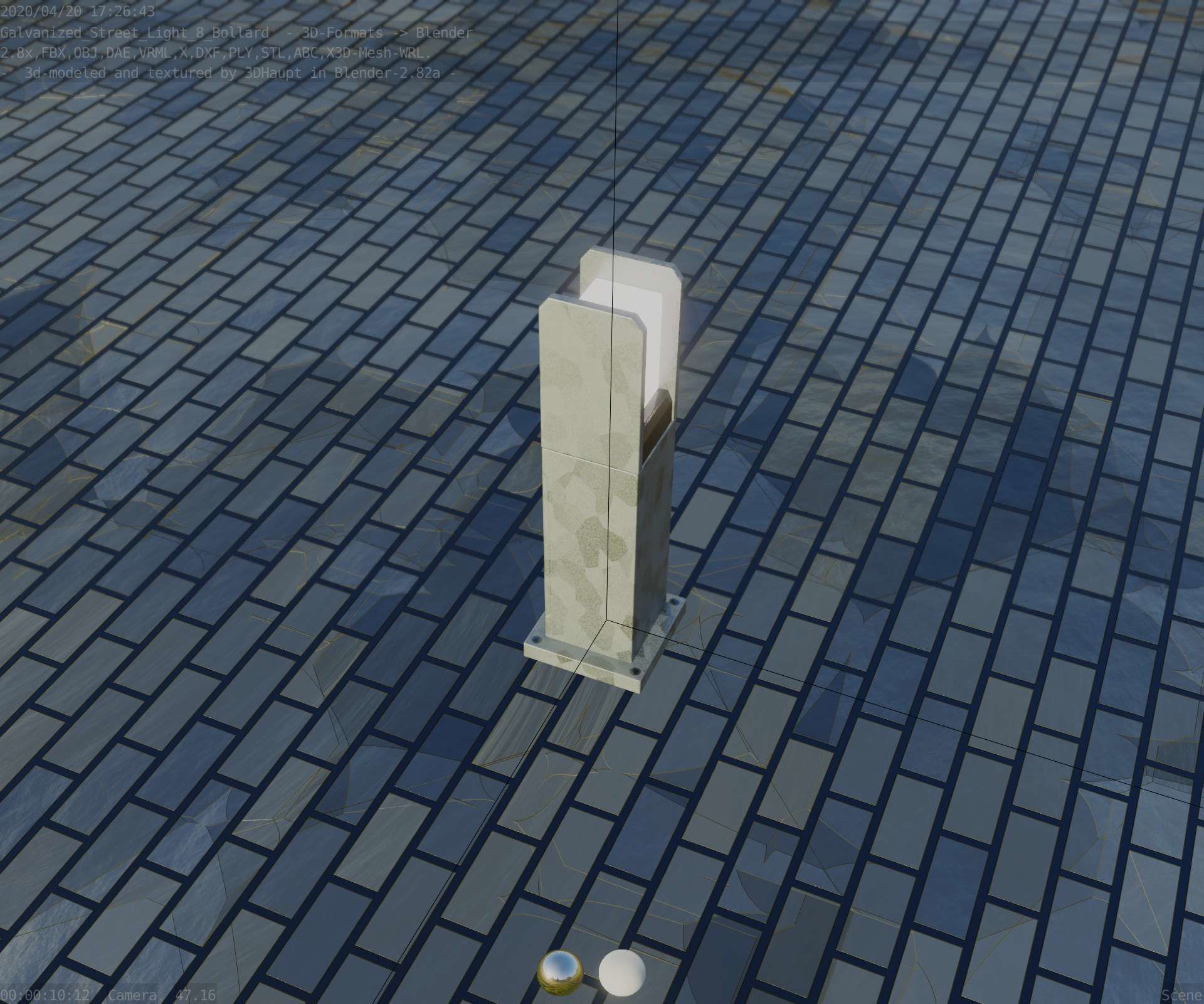 Street Light 8 Bollard 500mm Galvanized Version 1 Low-poly 3D model_58