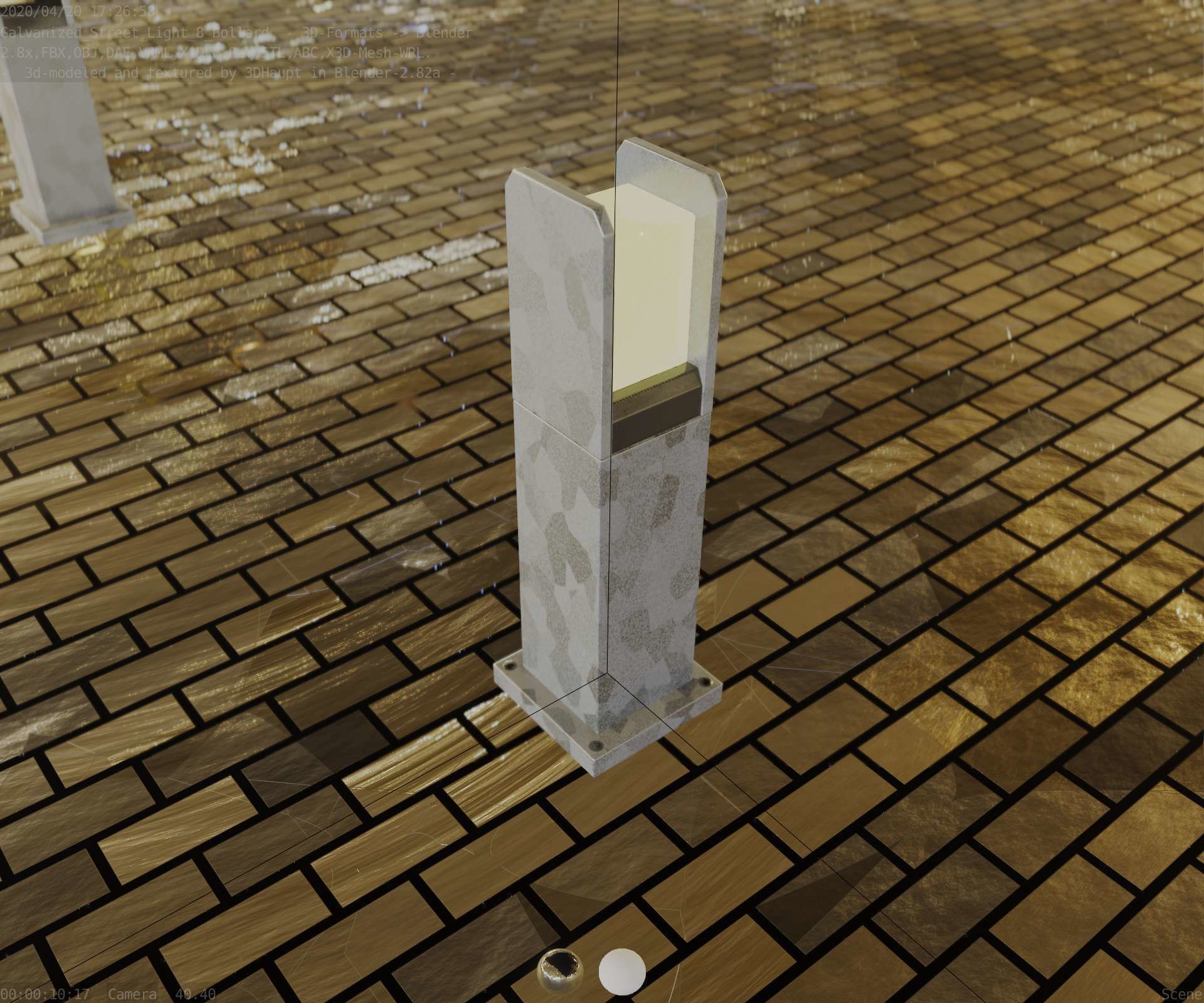 Street Light 8 Bollard 500mm Galvanized Version 1 Low-poly 3D model_63