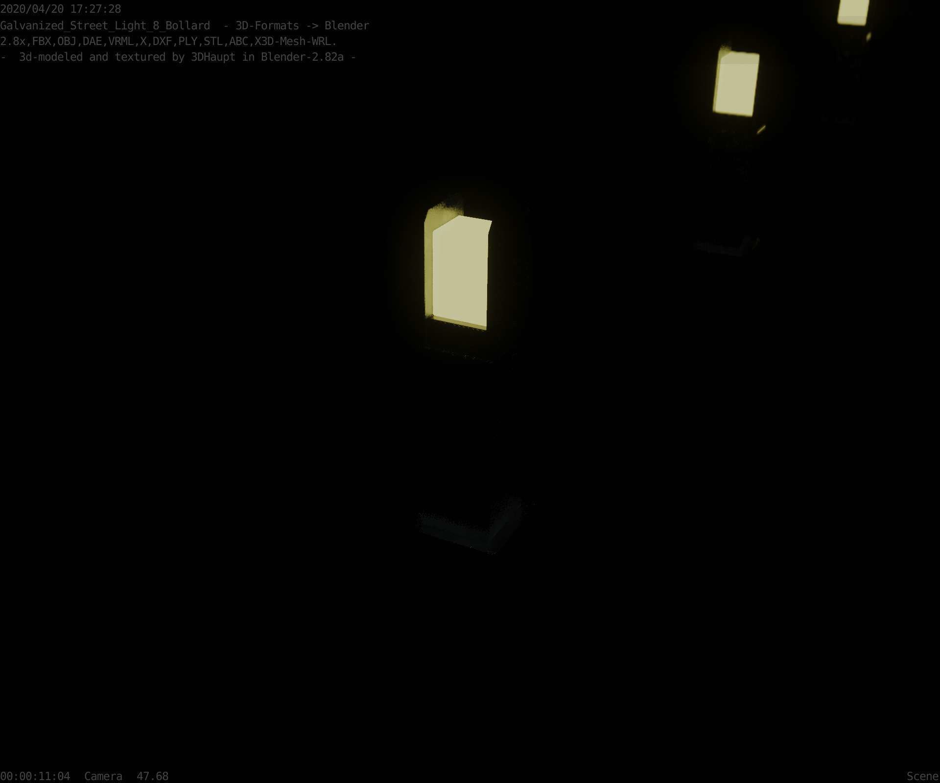 Street Light 8 Bollard 500mm Galvanized Version 1 Low-poly 3D model_74