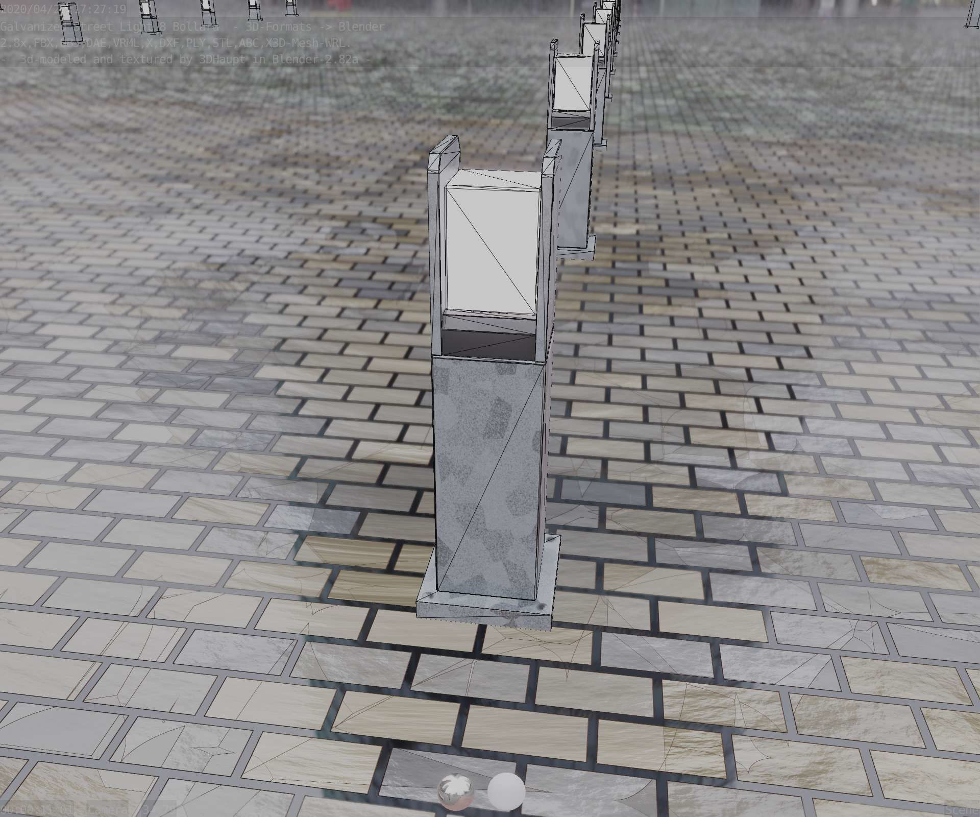 Street Light 8 Bollard 500mm Galvanized Version 1 Low-poly 3D model_71