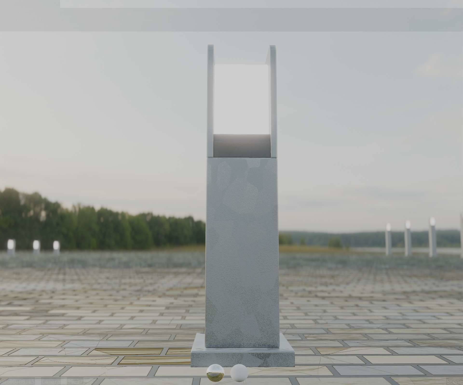 Street Light 8 Bollard 500mm Galvanized Version 1 Low-poly 3D model_18