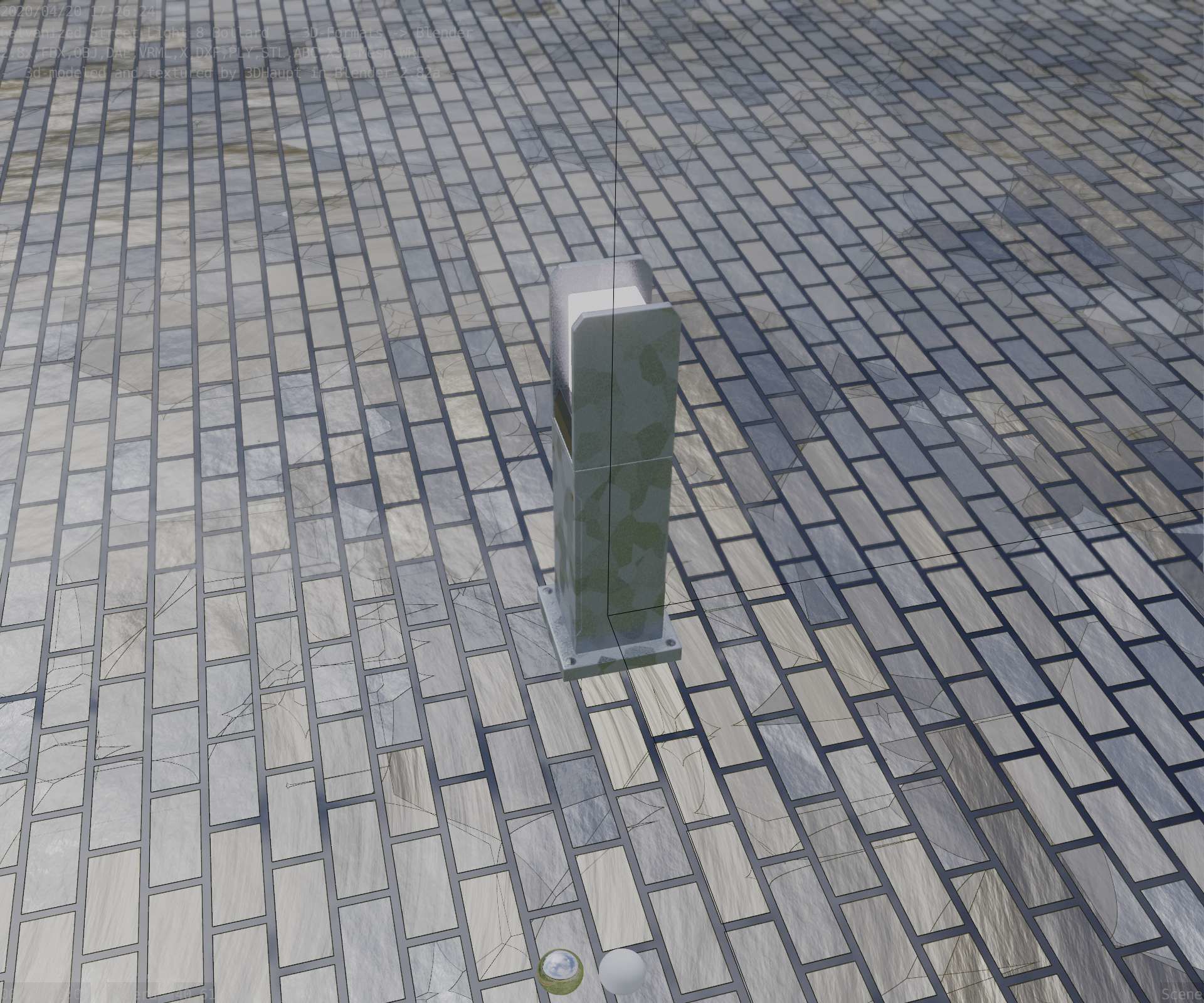 Street Light 8 Bollard 500mm Galvanized Version 1 Low-poly 3D model_51