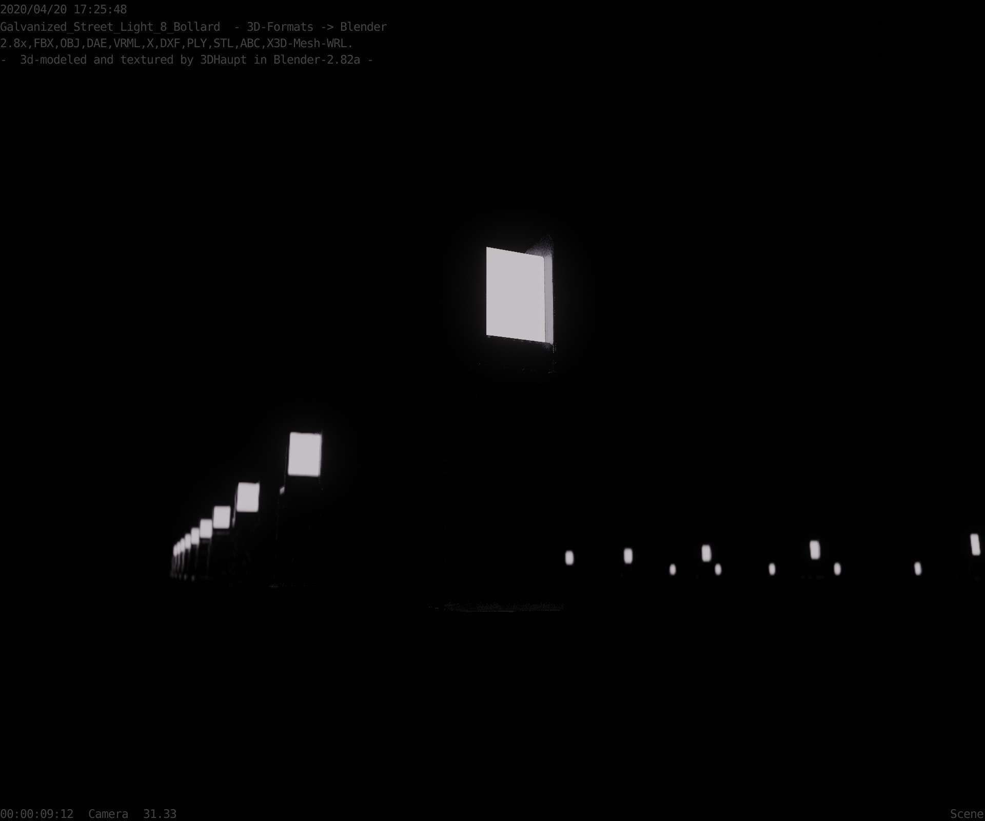 Street Light 8 Bollard 500mm Galvanized Version 1 Low-poly 3D model_34