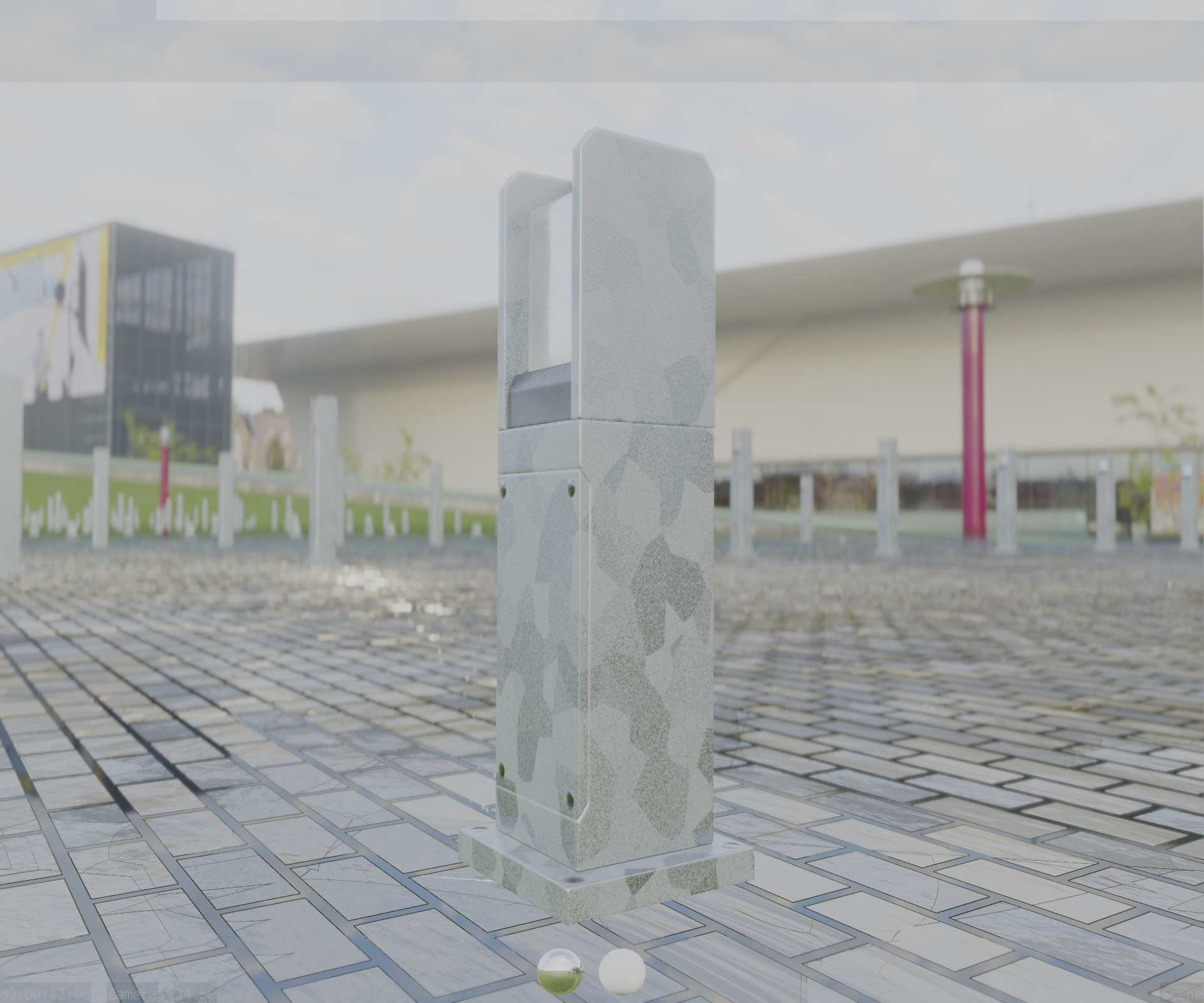 Street Light 8 Bollard 500mm Galvanized Version 1 Low-poly 3D model_9