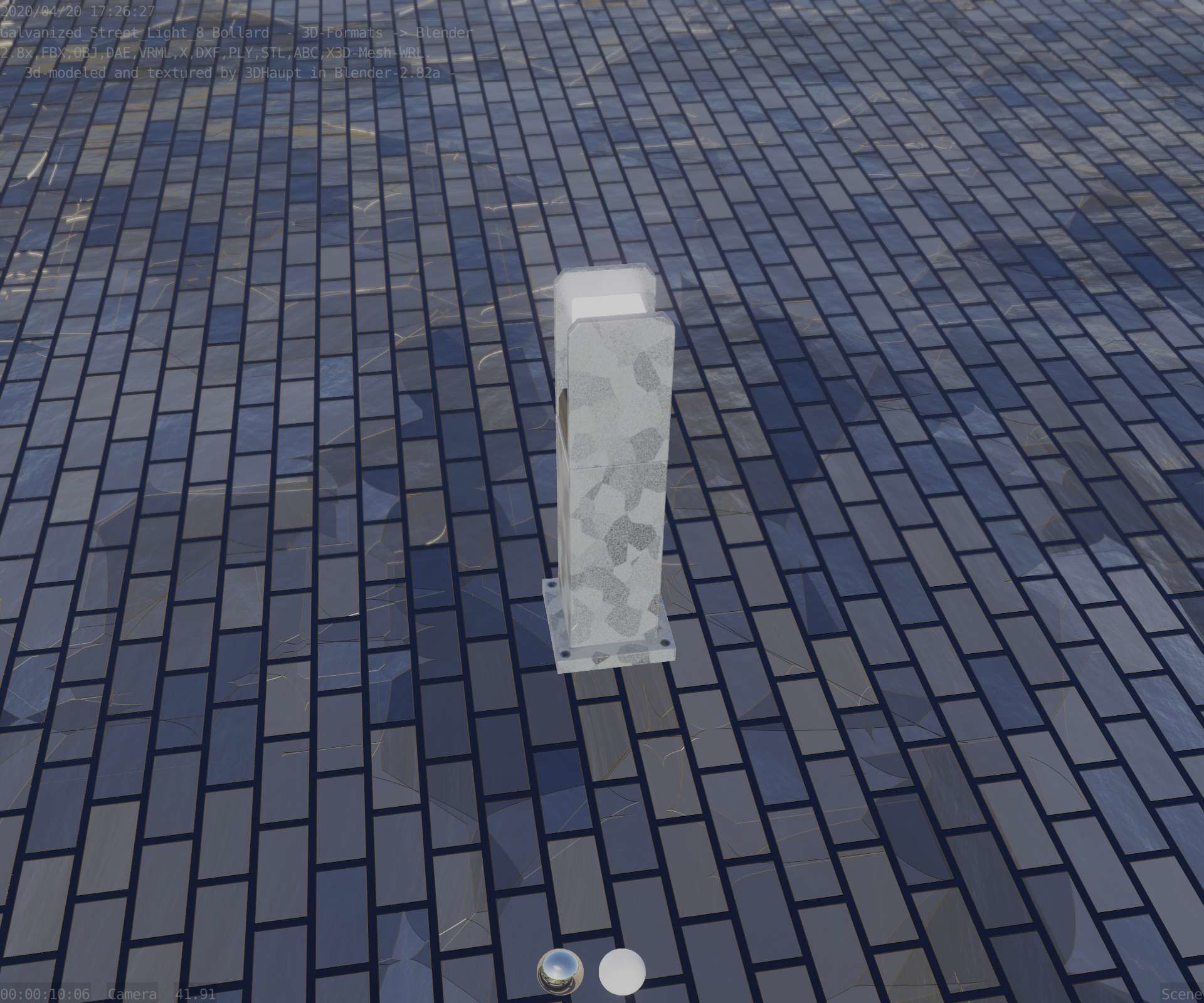 Street Light 8 Bollard 500mm Galvanized Version 1 Low-poly 3D model_52
