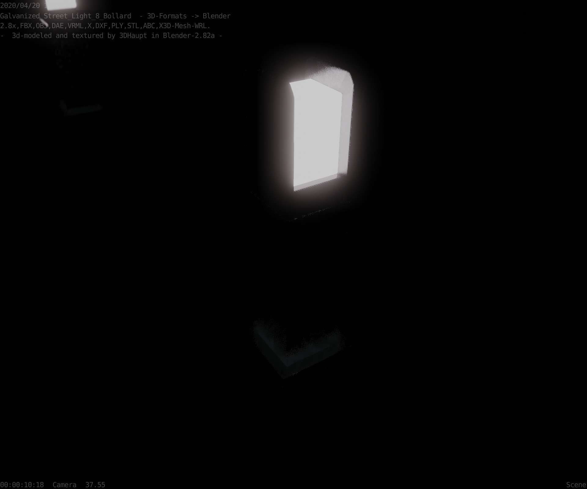 Street Light 8 Bollard 500mm Galvanized Version 1 Low-poly 3D model_64