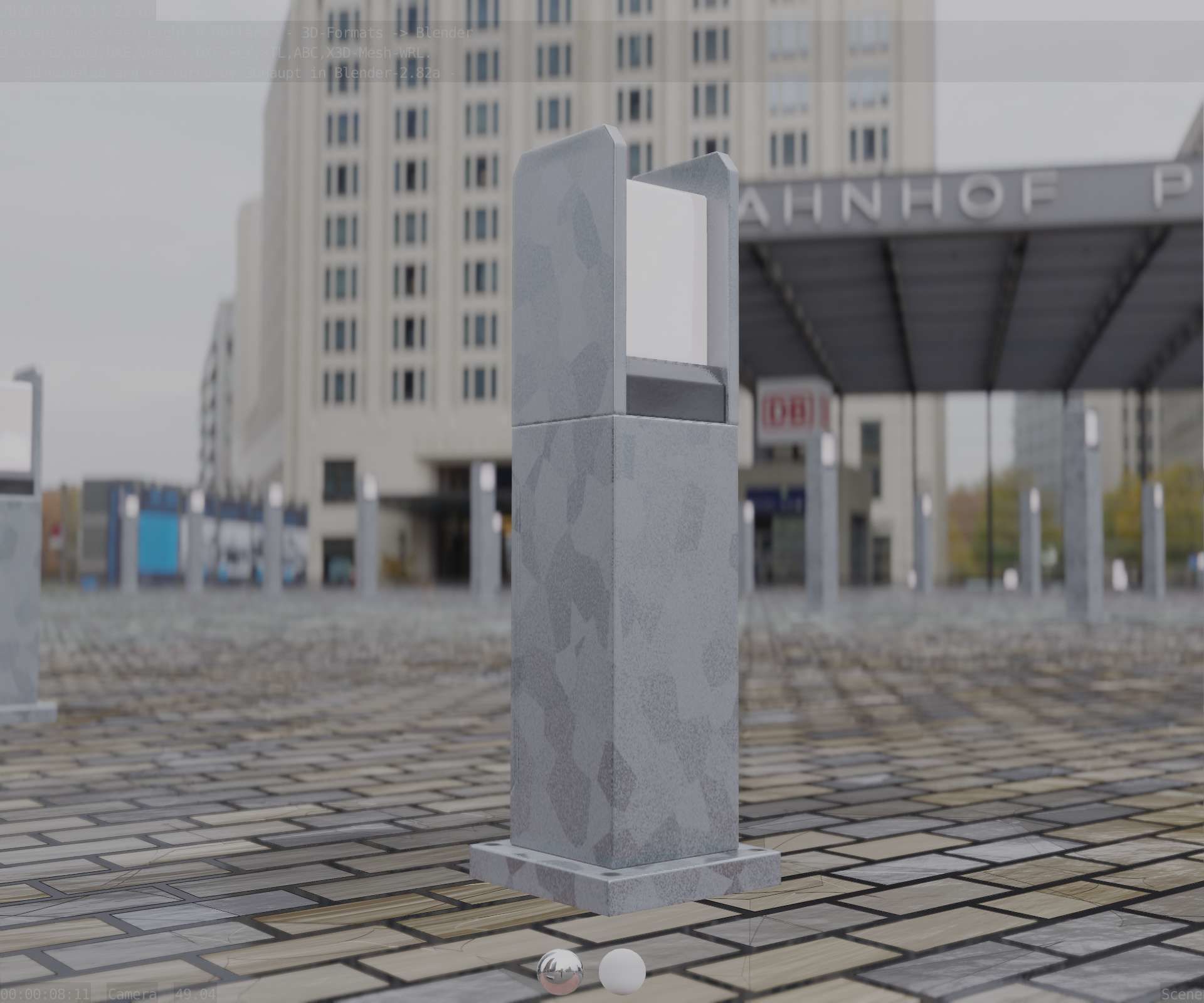 Street Light 8 Bollard 500mm Galvanized Version 1 Low-poly 3D model_14