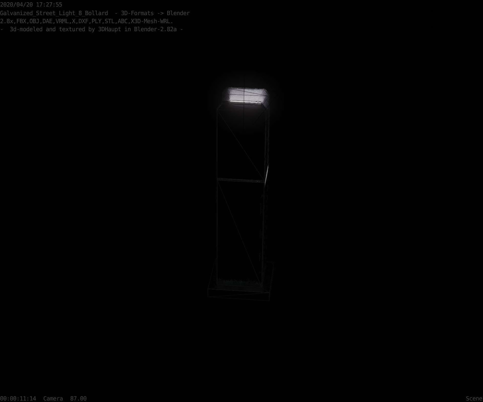 Street Light 8 Bollard 500mm Galvanized Version 1 Low-poly 3D model_84