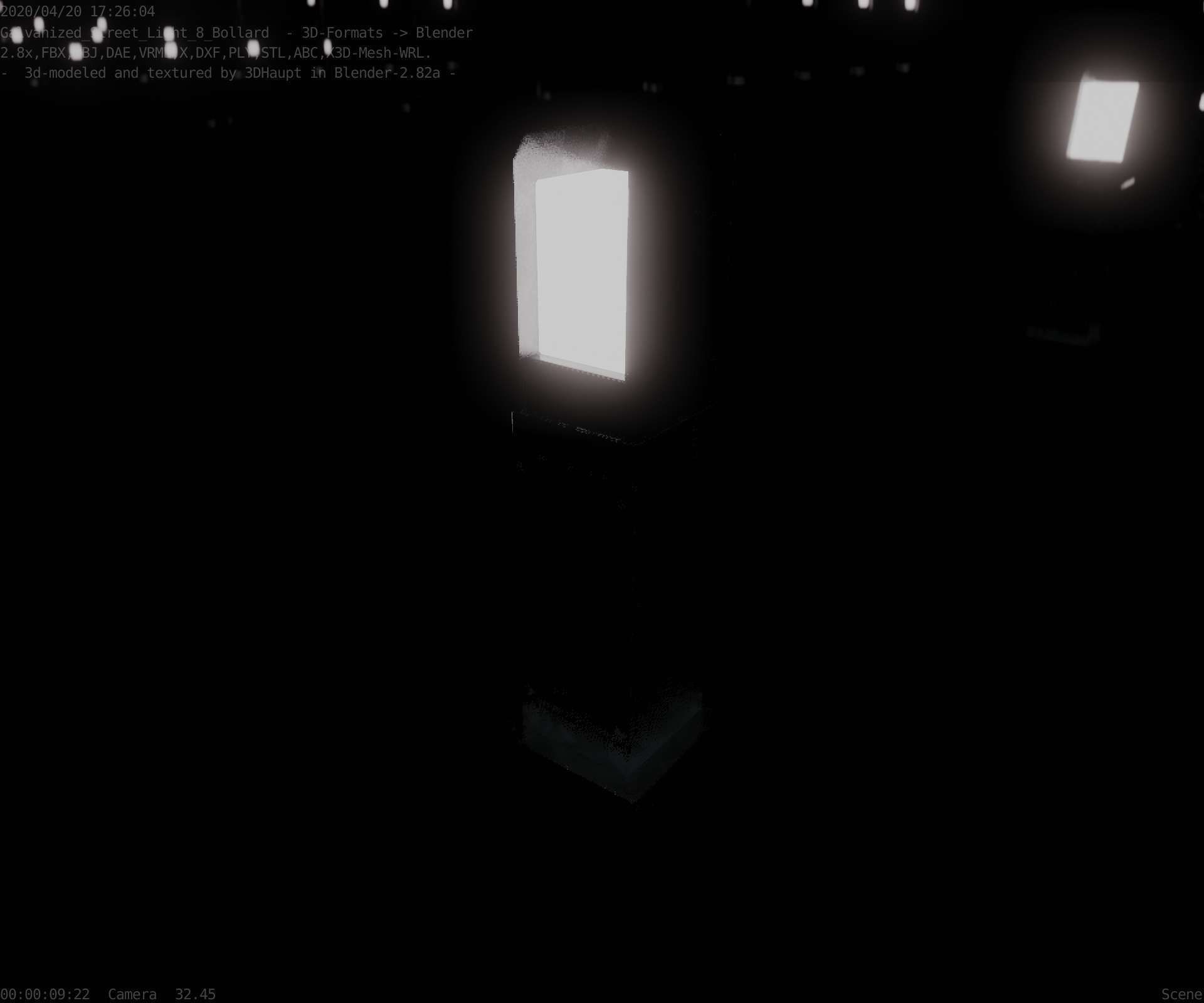 Street Light 8 Bollard 500mm Galvanized Version 1 Low-poly 3D model_44