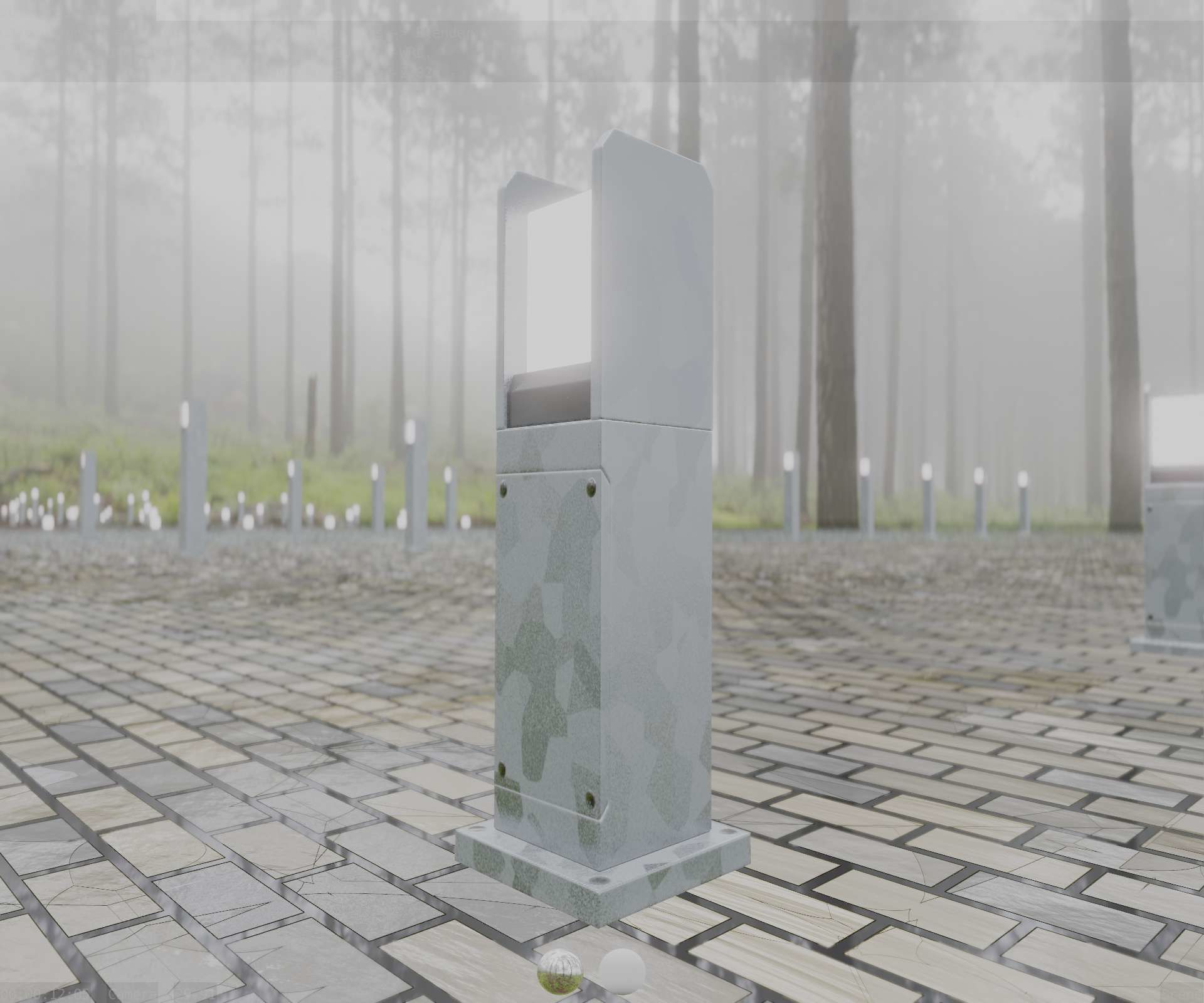 Street Light 8 Bollard 500mm Galvanized Version 1 Low-poly 3D model_8