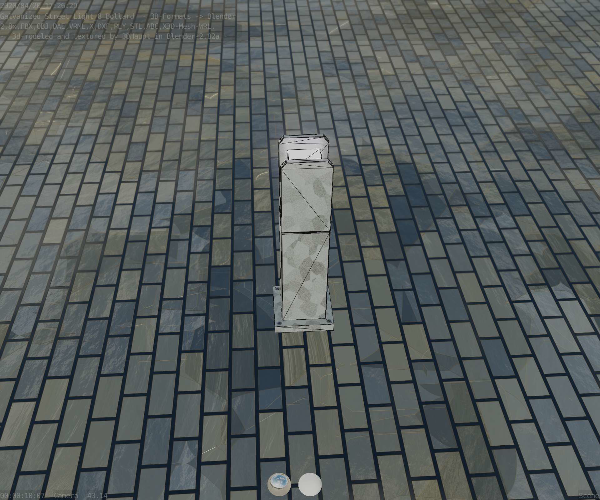 Street Light 8 Bollard 500mm Galvanized Version 1 Low-poly 3D model_53
