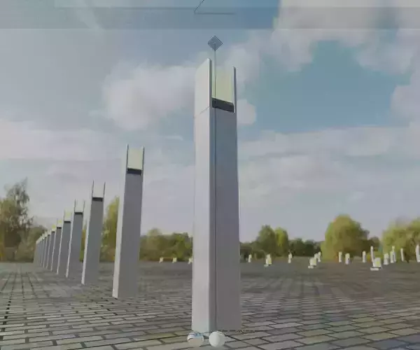 Street Light 8 Bollard 900mm Galvanized Version 4 Low-poly 3D model