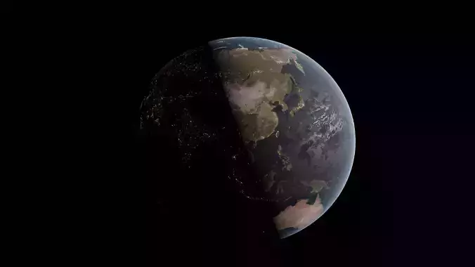 3D day and night model of Earth