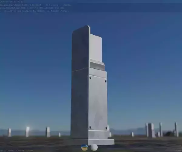 Street Light 8 Bollard 500 mm Galvanized Version 2 Low-poly 3D model