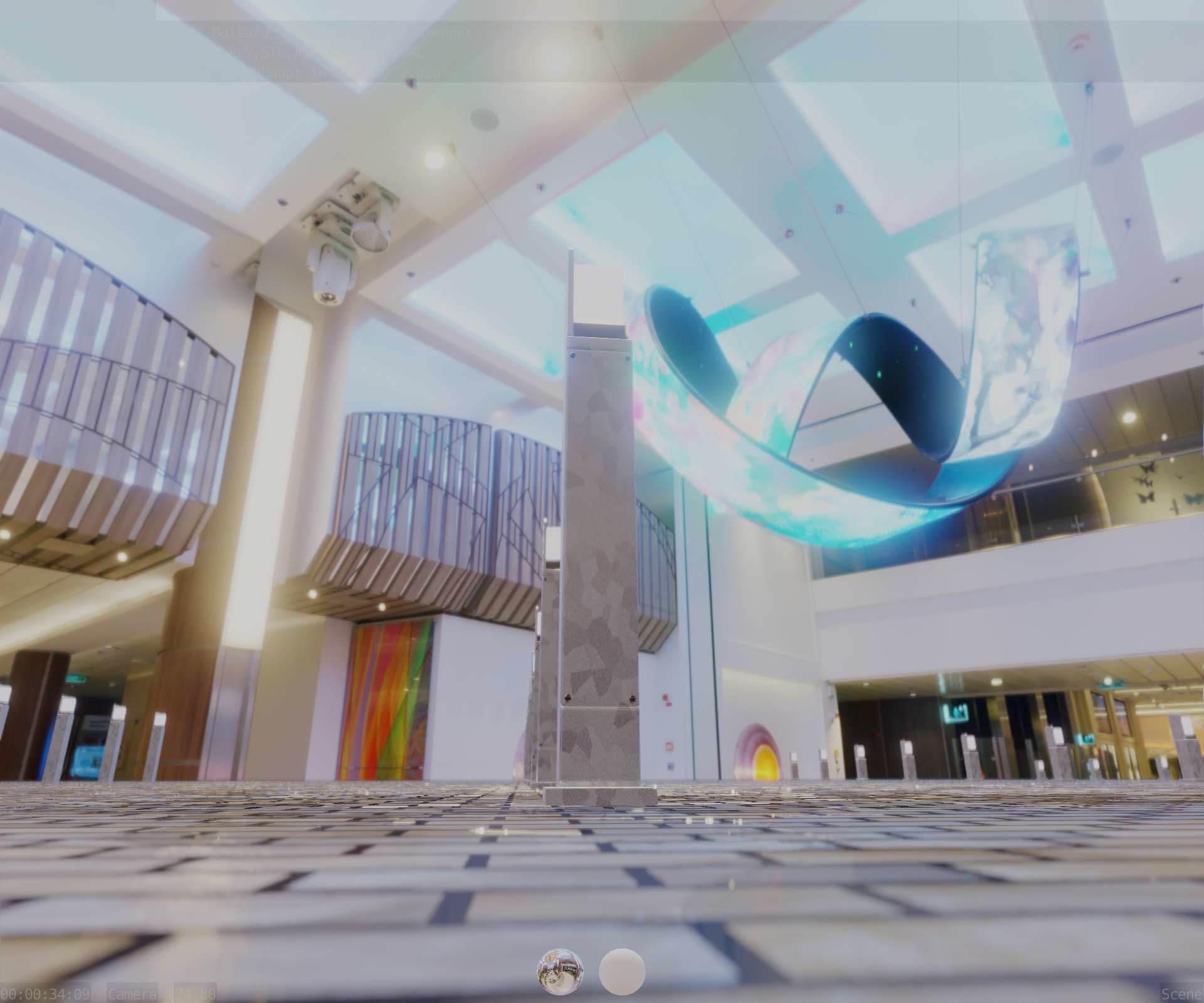 Street Light 8 Bollard 900 mm Galvanized Version 2 Low-poly 3D model_26