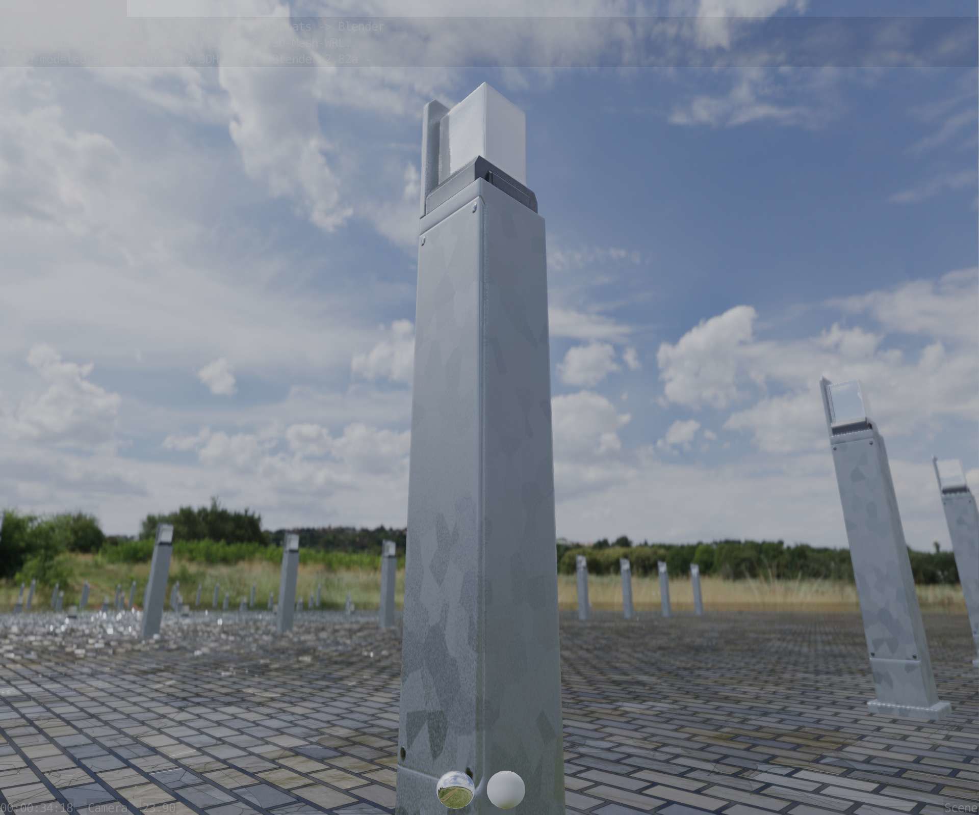Street Light 8 Bollard 900 mm Galvanized Version 2 Low-poly 3D model_35