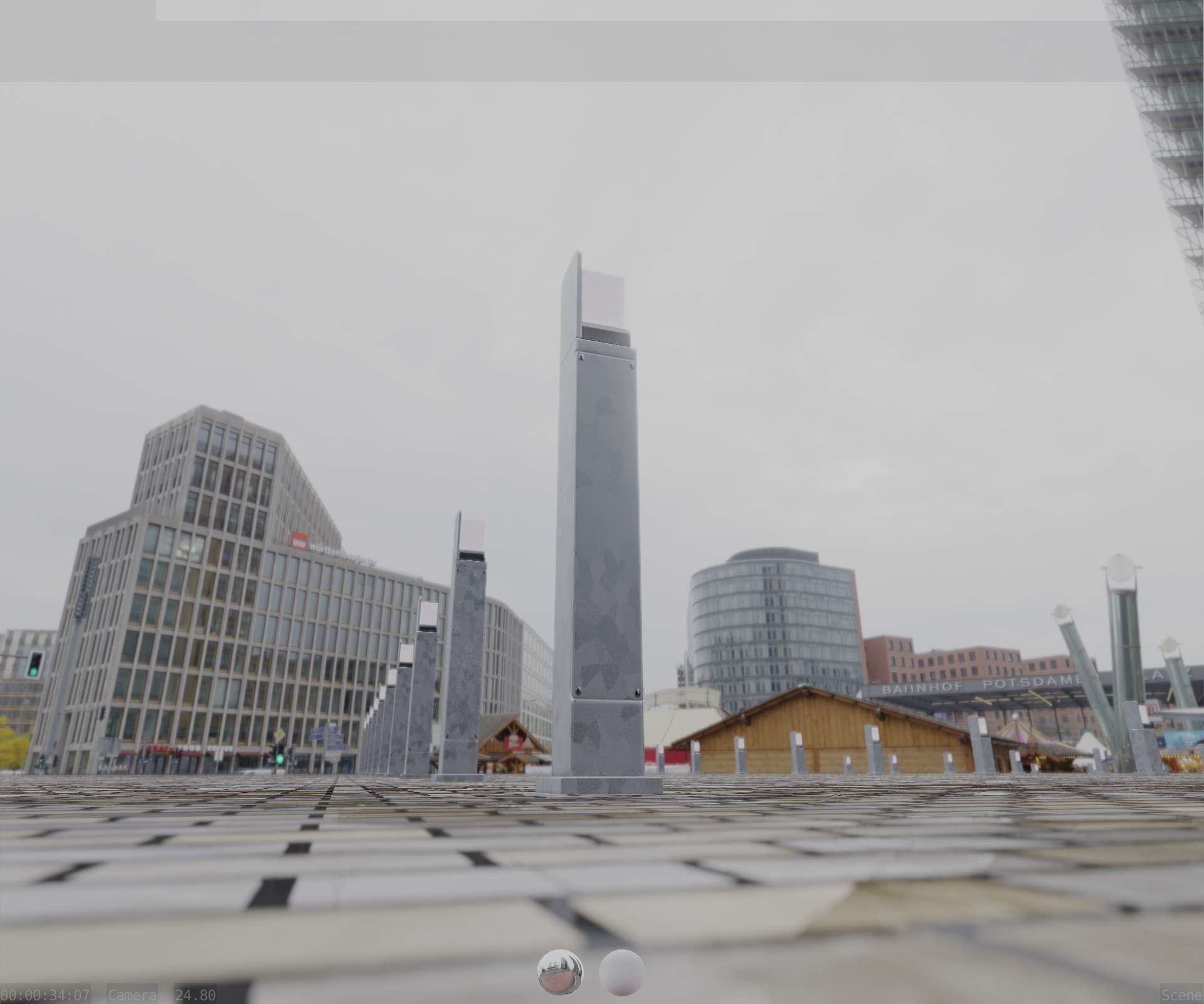 Street Light 8 Bollard 900 mm Galvanized Version 2 Low-poly 3D model_25