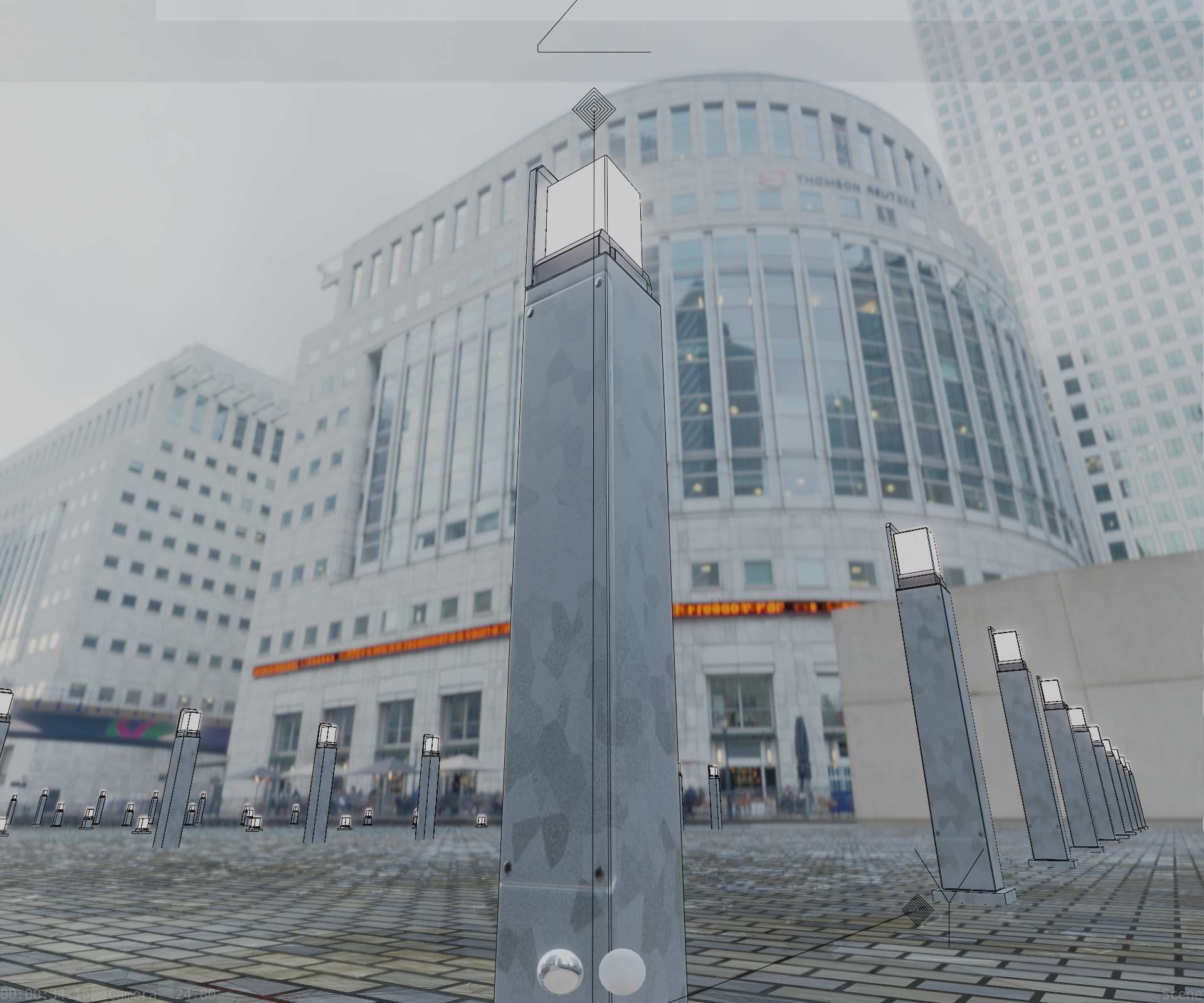 Street Light 8 Bollard 900 mm Galvanized Version 2 Low-poly 3D model_33