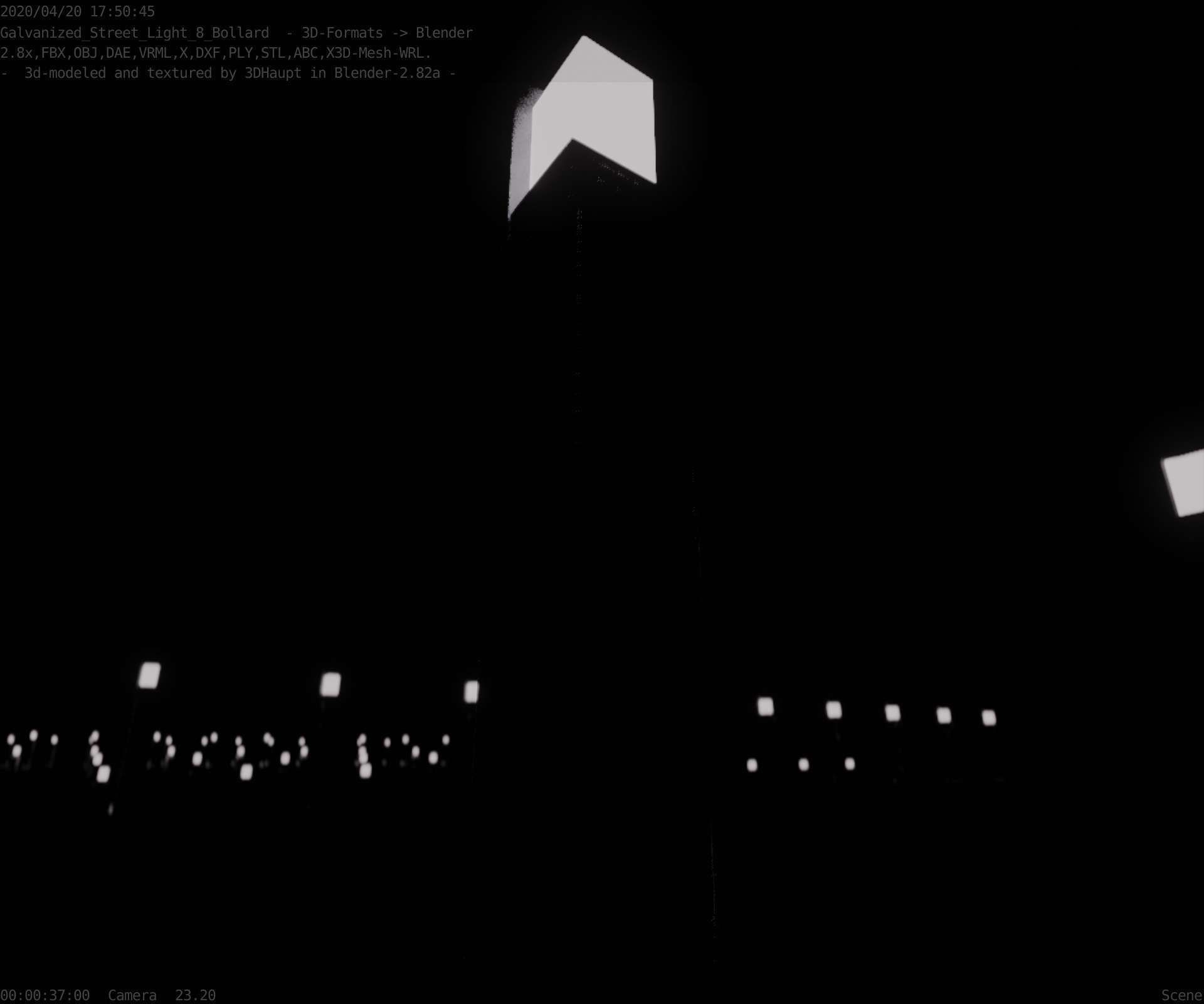 Street Light 8 Bollard 900 mm Galvanized Version 2 Low-poly 3D model_88