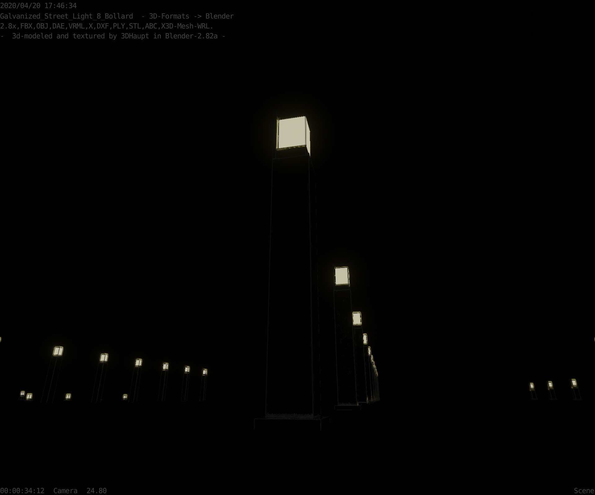 Street Light 8 Bollard 900 mm Galvanized Version 2 Low-poly 3D model_29