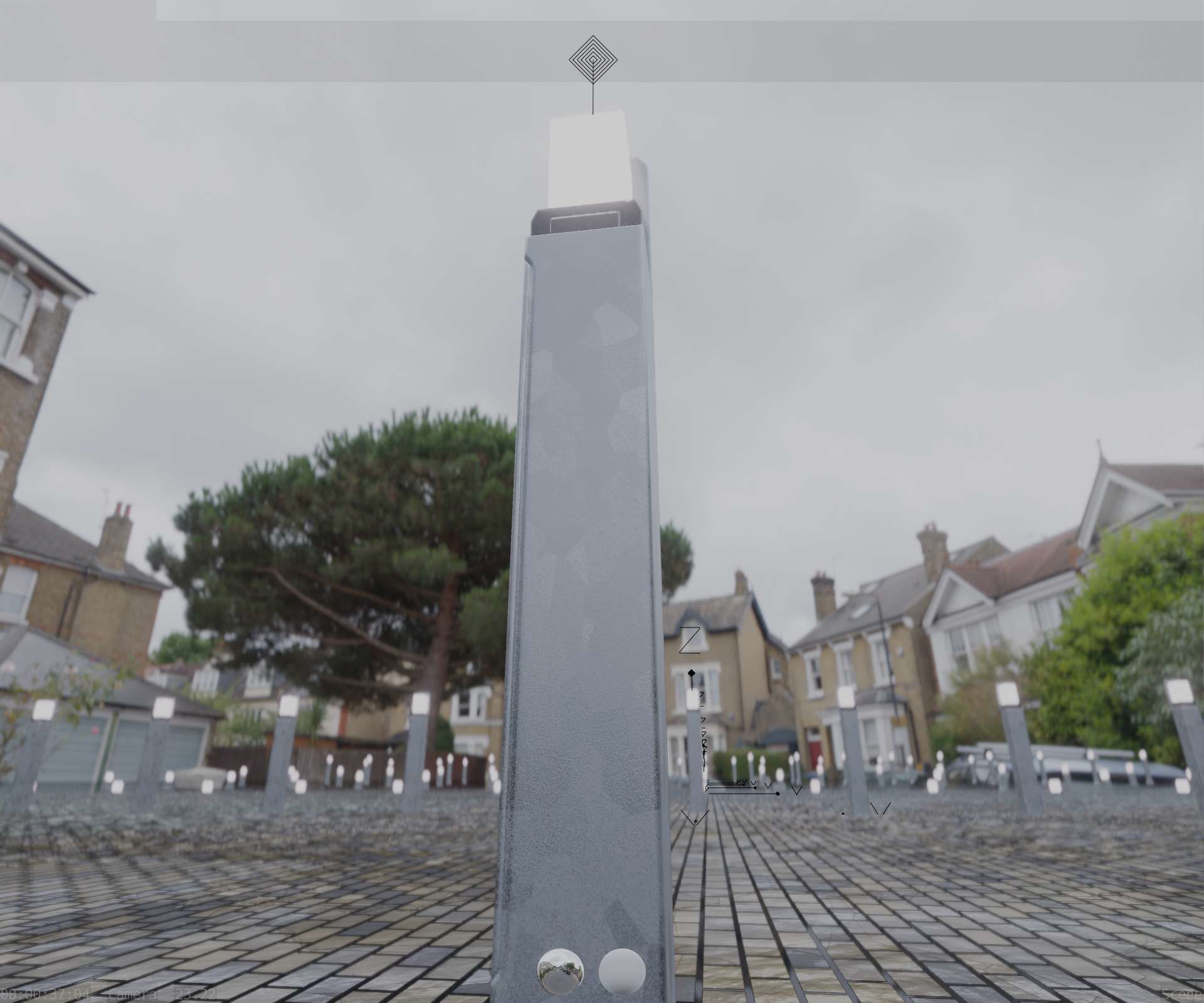 Street Light 8 Bollard 900 mm Galvanized Version 2 Low-poly 3D model_92