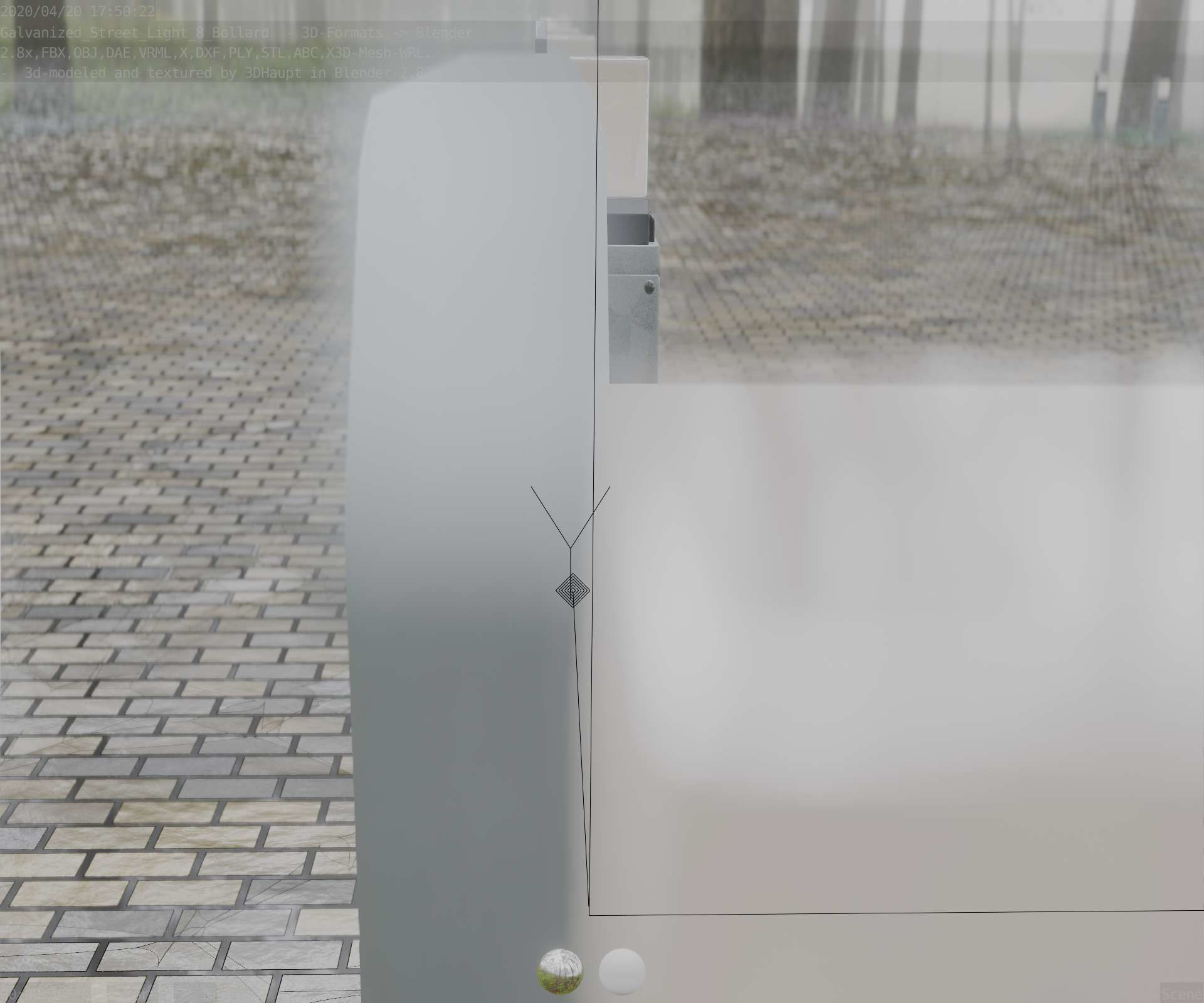 Street Light 8 Bollard 900 mm Galvanized Version 2 Low-poly 3D model_82