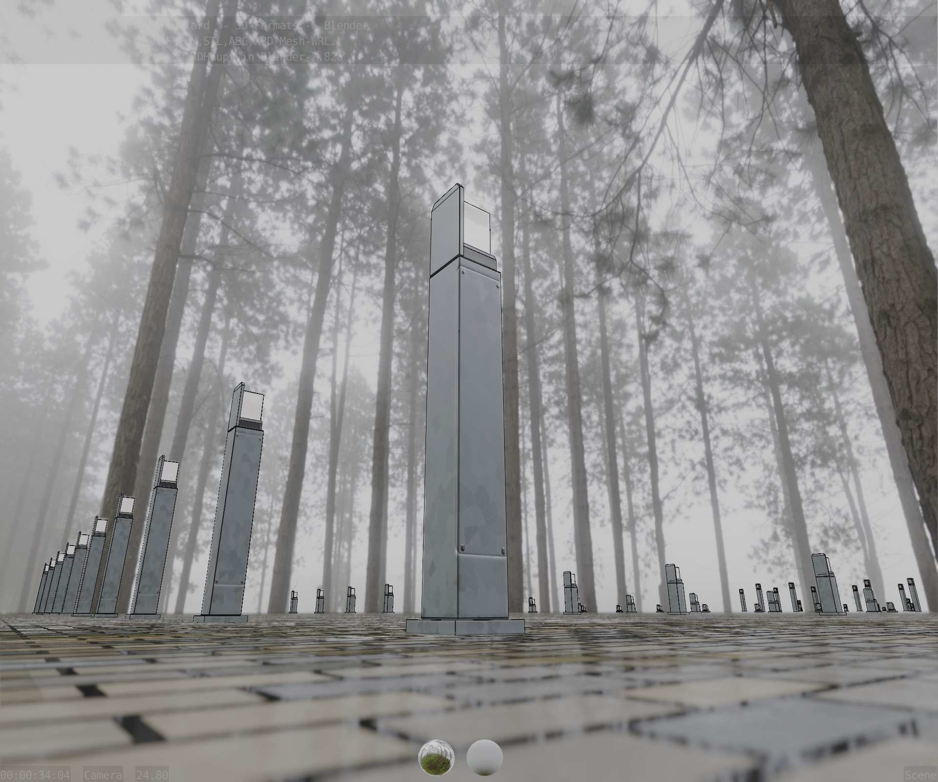 Street Light 8 Bollard 900 mm Galvanized Version 2 Low-poly 3D model_3