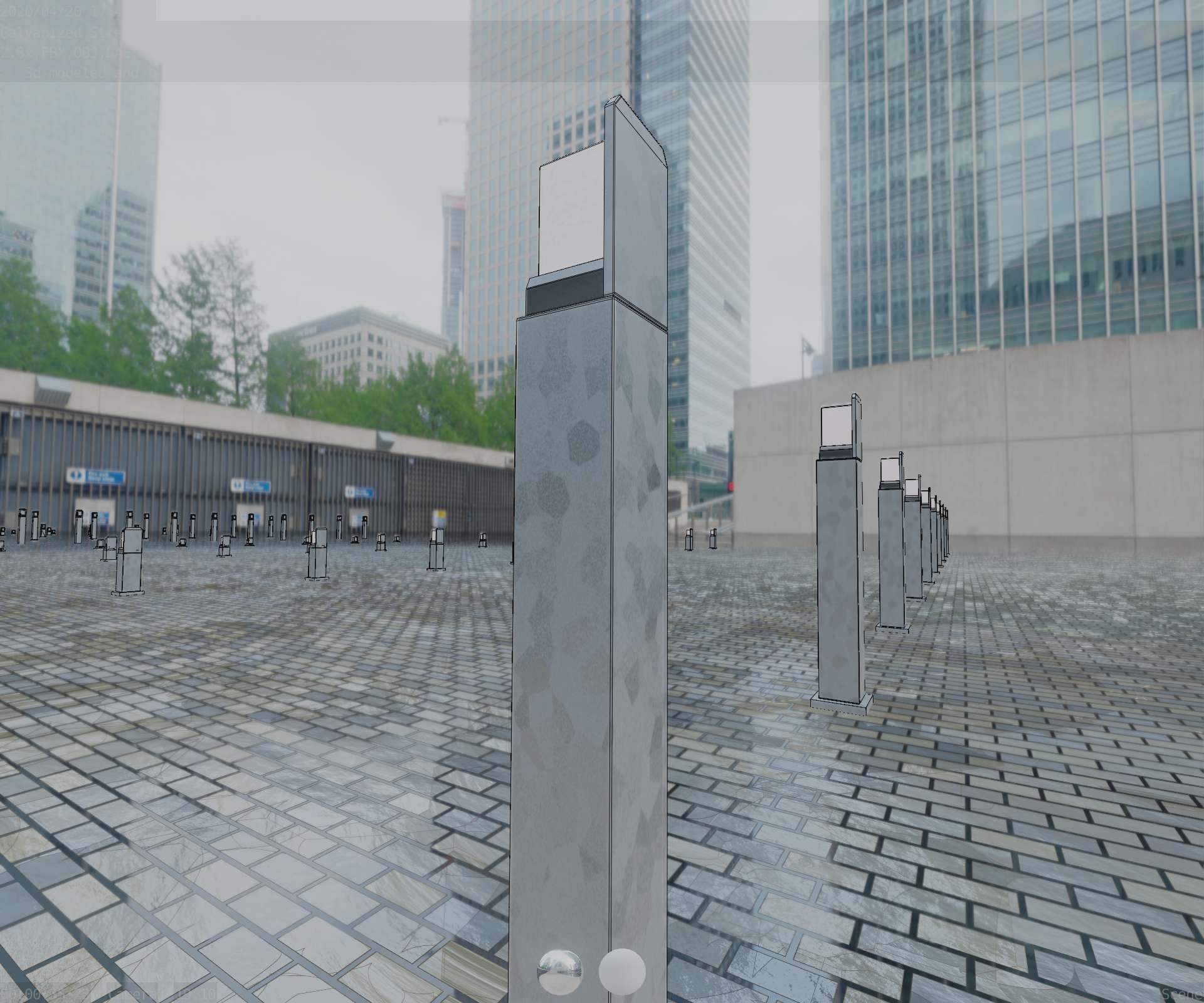 Street Light 8 Bollard 900 mm Galvanized Version 2 Low-poly 3D model_63