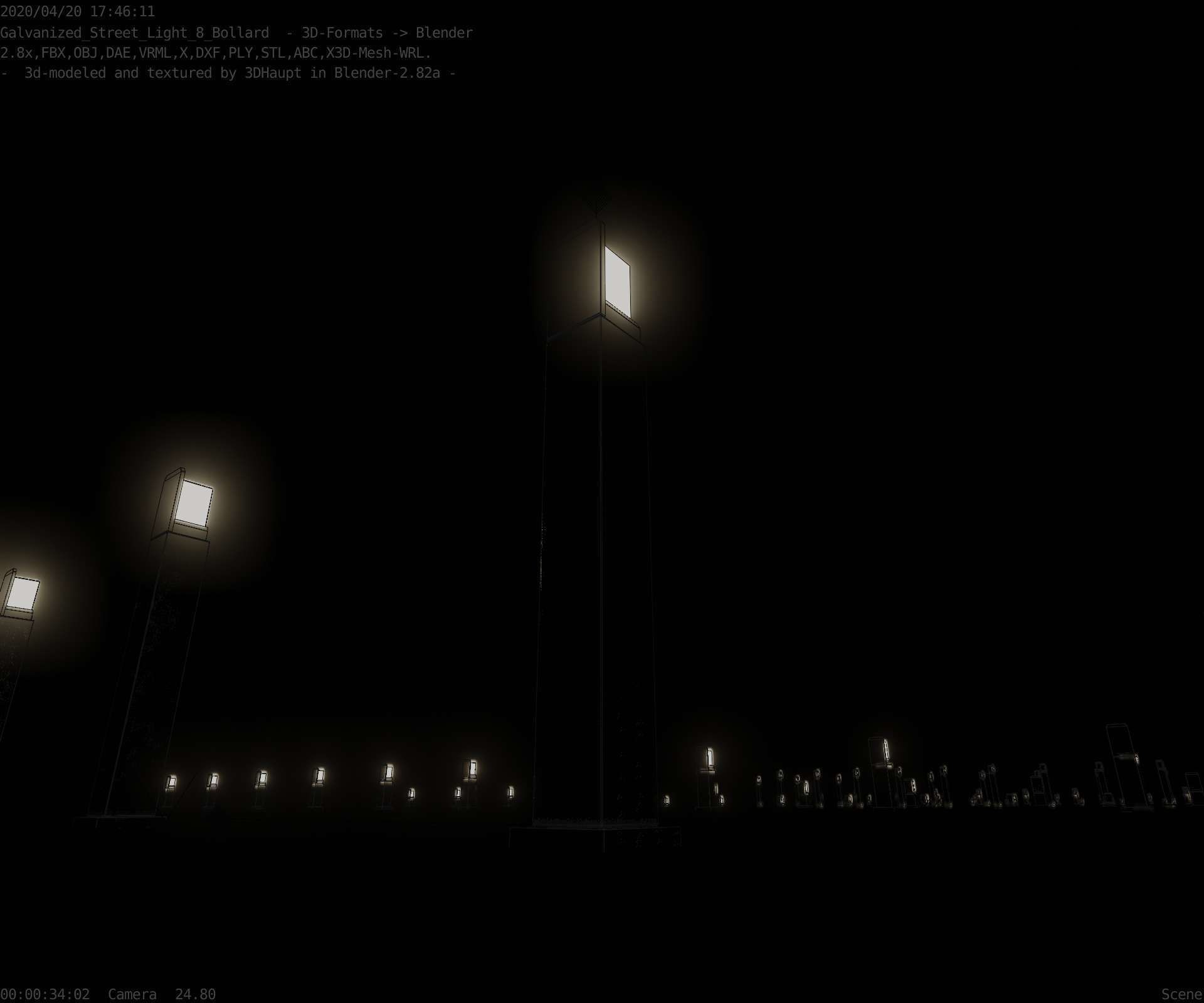 Street Light 8 Bollard 900 mm Galvanized Version 2 Low-poly 3D model_21