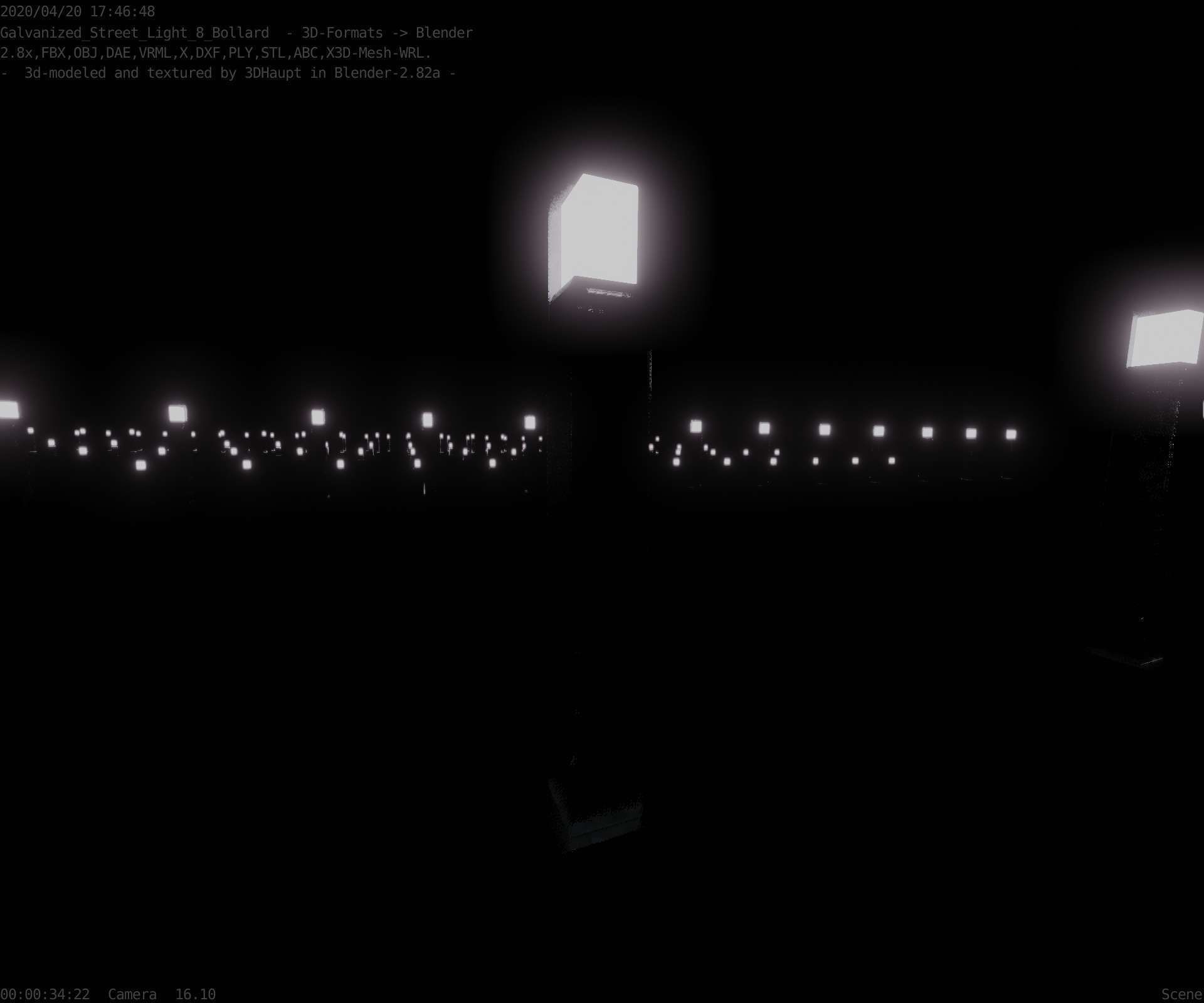 Street Light 8 Bollard 900 mm Galvanized Version 2 Low-poly 3D model_39