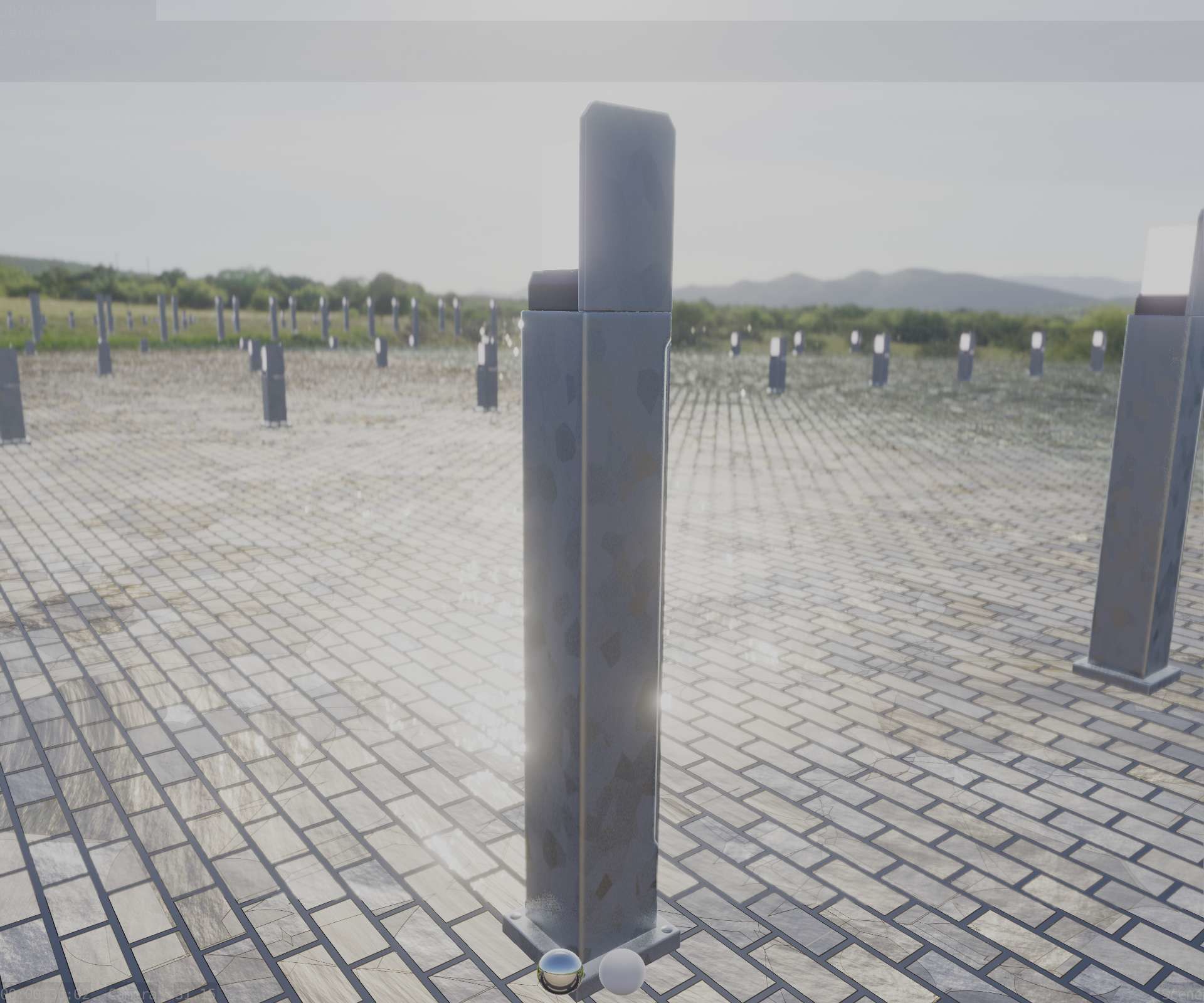 Street Light 8 Bollard 900 mm Galvanized Version 2 Low-poly 3D model_66