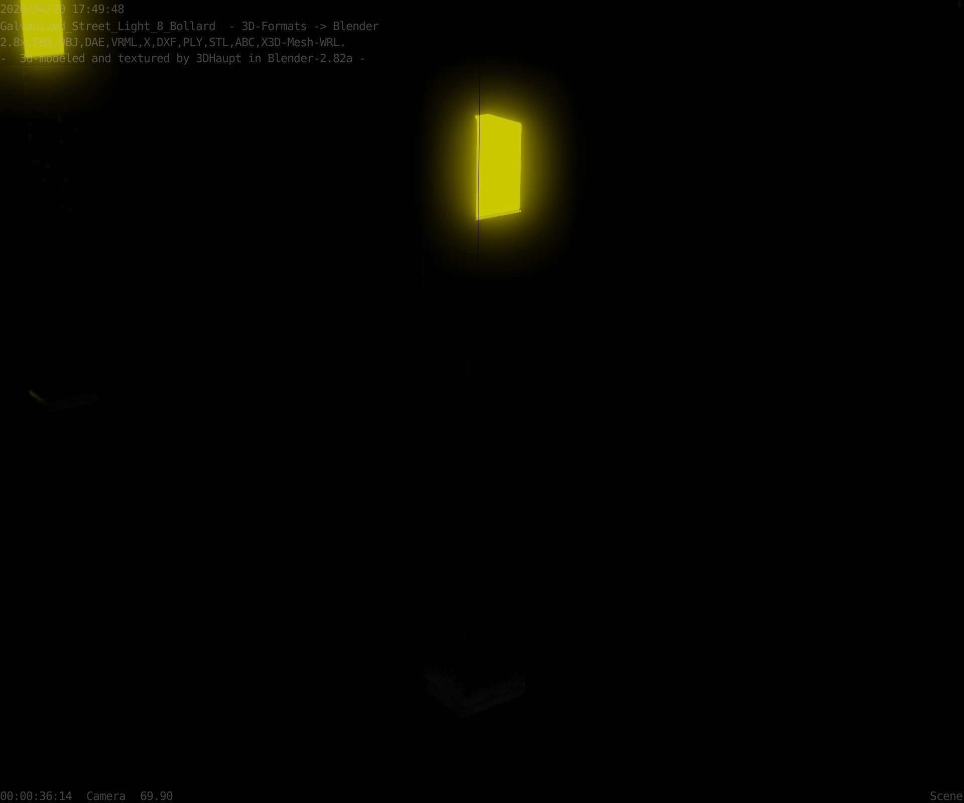 Street Light 8 Bollard 900 mm Galvanized Version 2 Low-poly 3D model_78