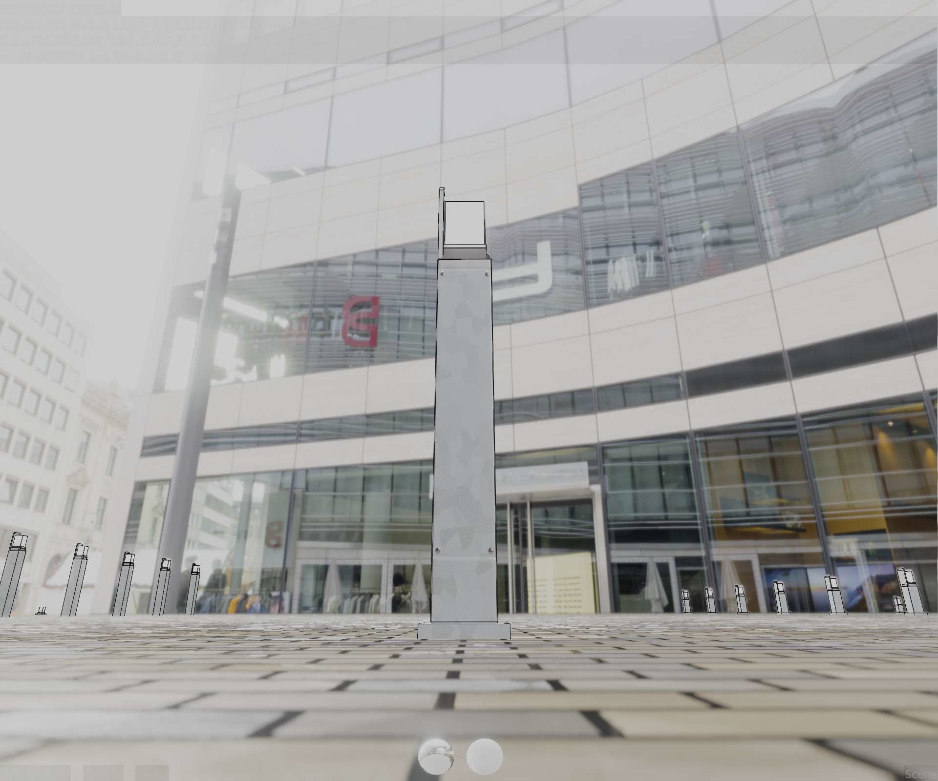 Street Light 8 Bollard 900 mm Galvanized Version 2 Low-poly 3D model_27