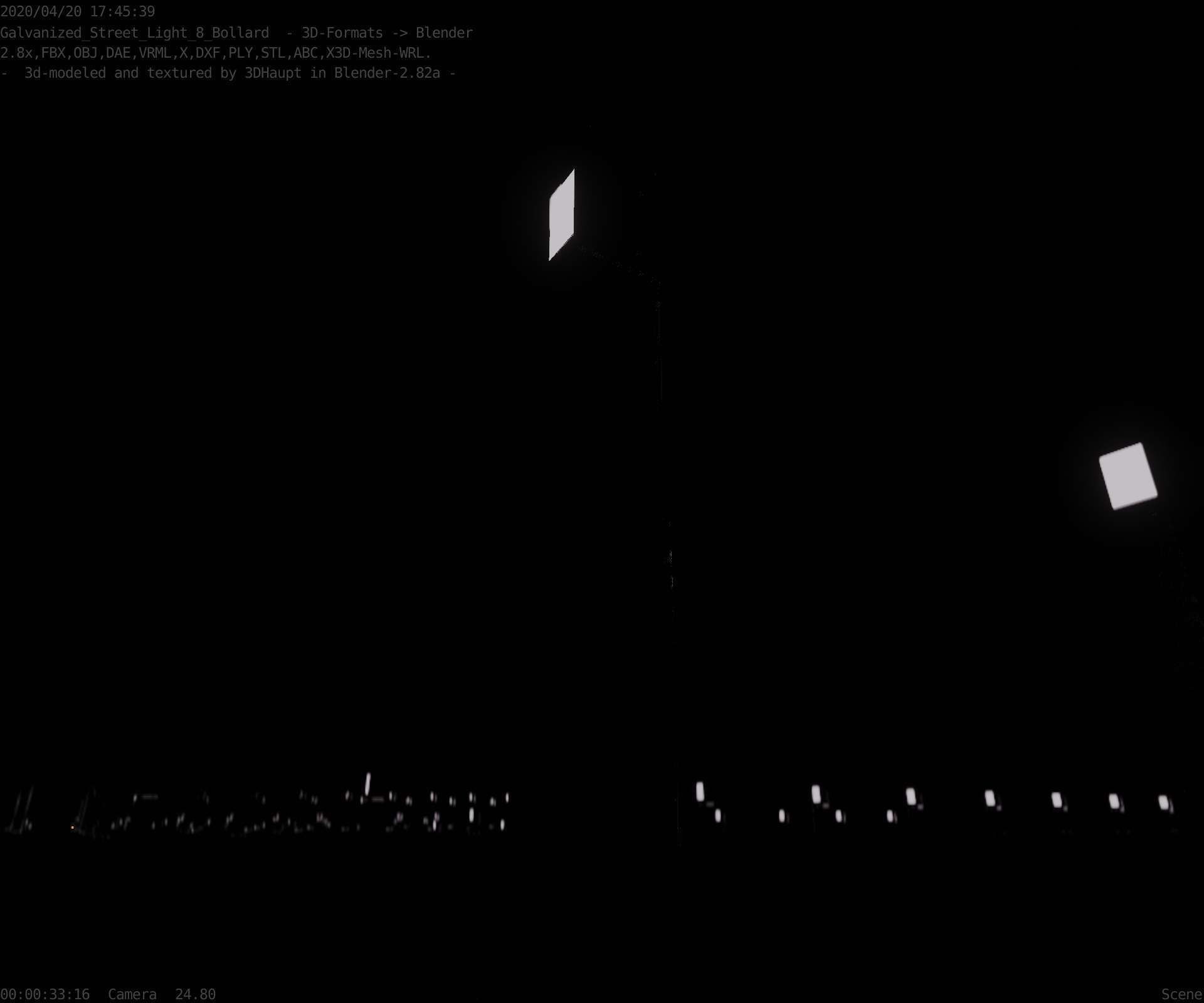 Street Light 8 Bollard 900 mm Galvanized Version 2 Low-poly 3D model_12