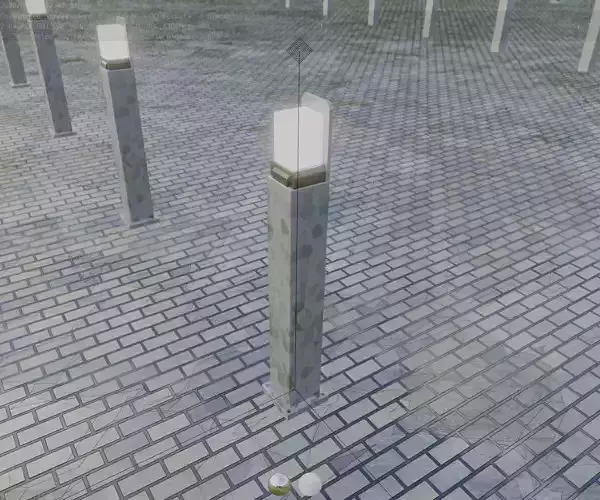 Street Light 8 Bollard 900 mm Galvanized Version 2 Low-poly 3D model