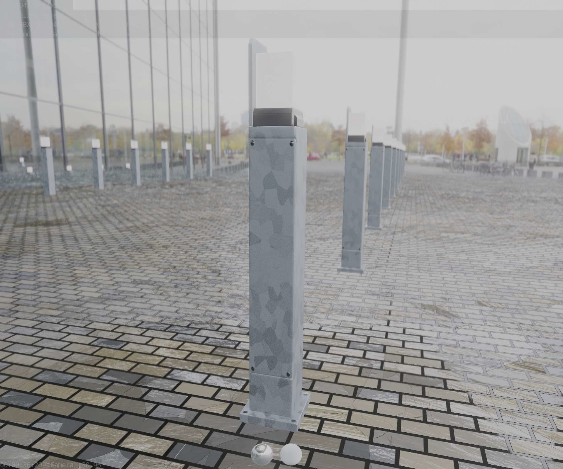 Street Light 8 Bollard 900 mm Galvanized Version 2 Low-poly 3D model_84